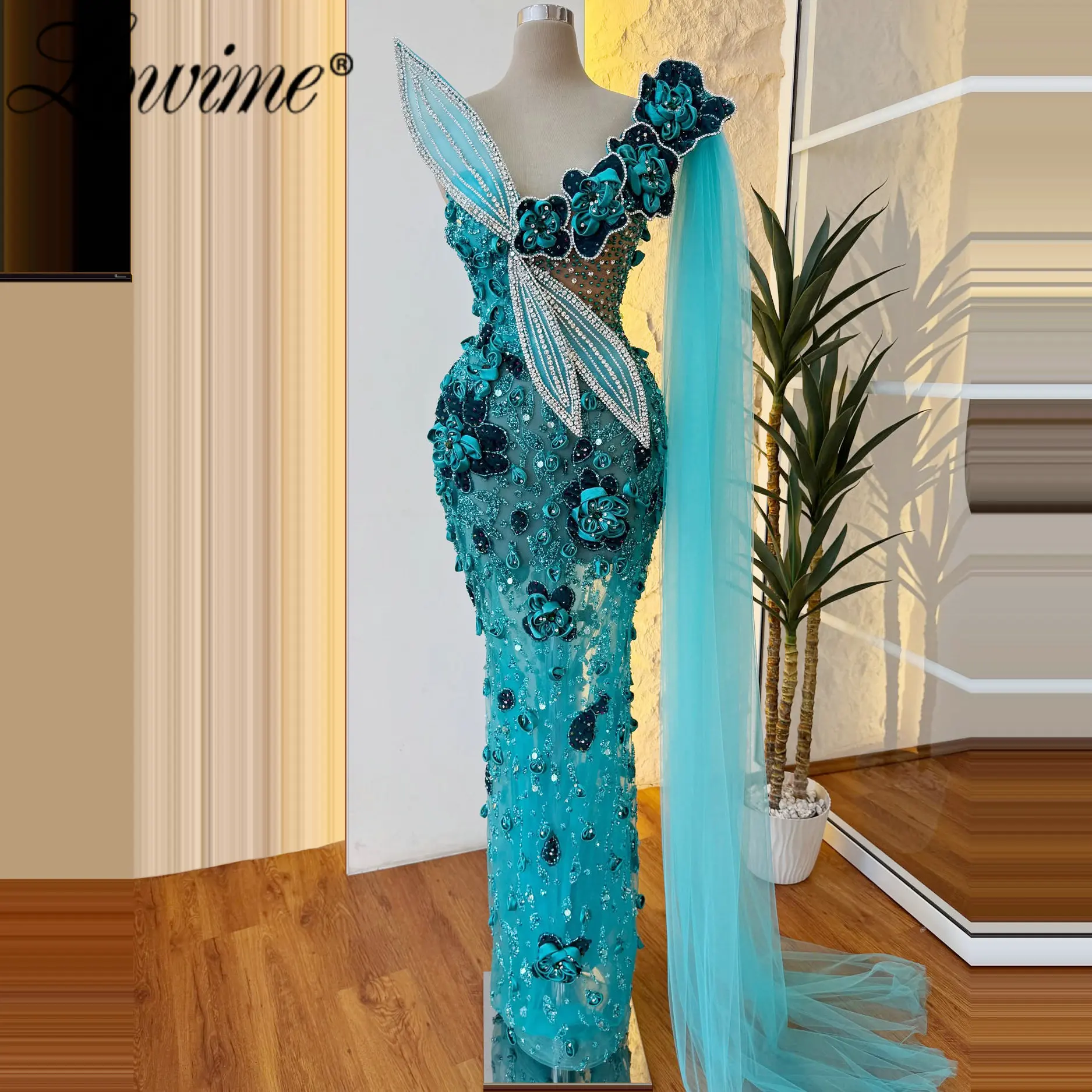 Blue Long Prom Dresses with One Shoulder Cape Sleeve 3D Flowers Sexy Illusion Mermaid Wedding Second Evening Gowns Customized
Blue Long Prom Dresses with One Shoulder Cape Sleeve 3D Flowers Sexy Illusion Mermaid Wedding Second Evening Gowns Customized