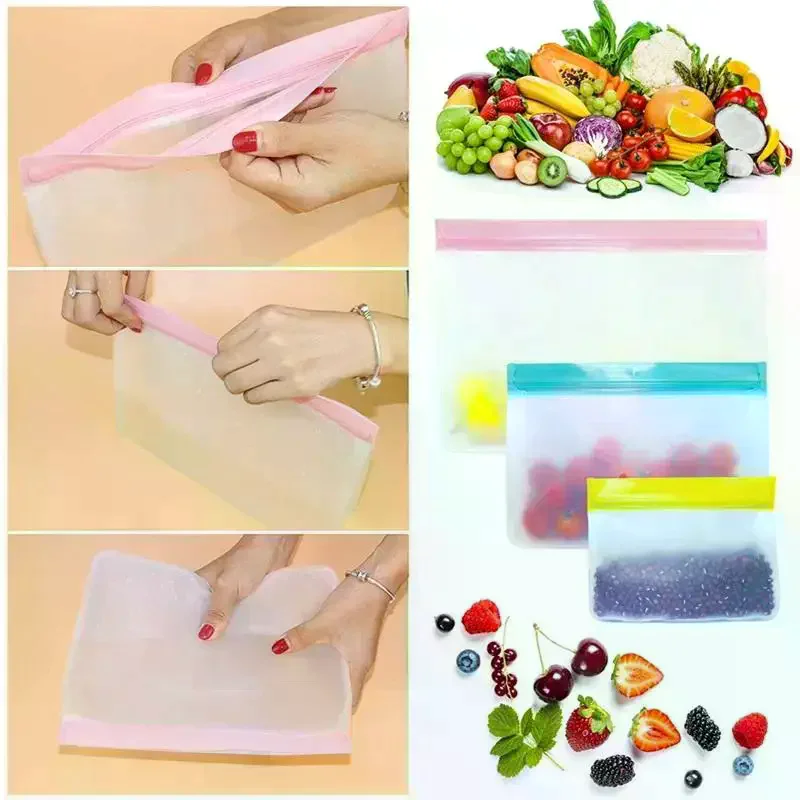 Reusable Food Storage Bag Upgrade Leakproof Top Stand Up Freezer Sandwich Ziplock Bag Silicone PEVA Food Preservation Shut Bag
Reusable Food Storage Bag Upgrade Leakproof Top Stand Up Freezer Sandwich Ziplock Bag Silicone PEVA Food Preservation Shut Bag