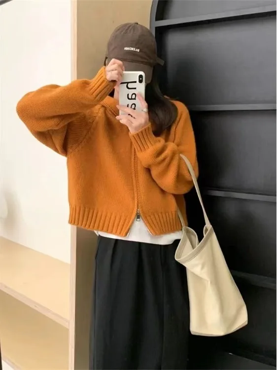Women's Knitted Hooded Cardigan Thiened ort Sle Autumn Winter Loose Fit Sweatirt Double Zipper Jaet Korean Sle
Women's Knitted Hooded Cardigan Thiened ort Sle Autumn Winter Loose Fit Sweatirt Double Zipper Jaet Korean Sle