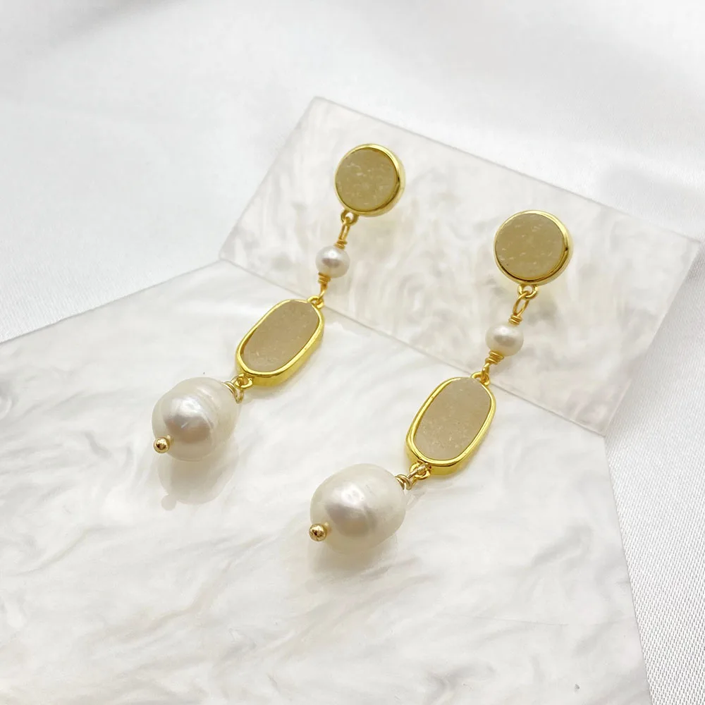 atural High Quality Freshwater Pearls Light Yellow Quartz Gold Plated Earrings Elegant Gift for Girl Women
atural High Quality Freshwater Pearls Light Yellow Quartz Gold Plated Earrings Elegant Gift for Girl Women