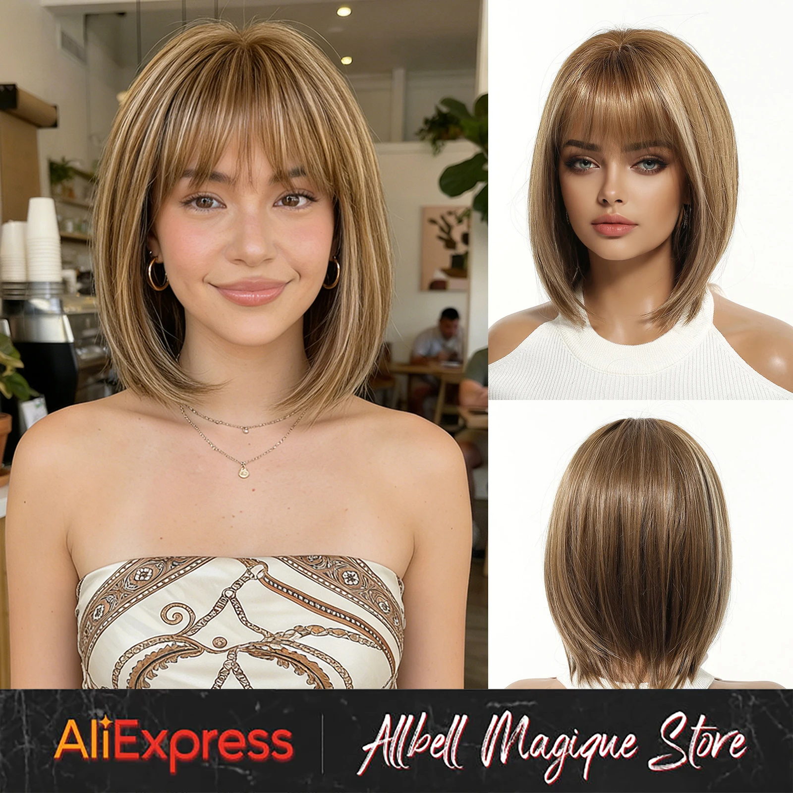 Light Brown Wig with Blonde Highlights Shoulder Length Bangs Natural Look for Women Daily Fashion Synthetic Heat Resistant
Light Brown Wig with Blonde Highlights Shoulder Length Bangs Natural Look for Women Daily Fashion Synthetic Heat Resistant