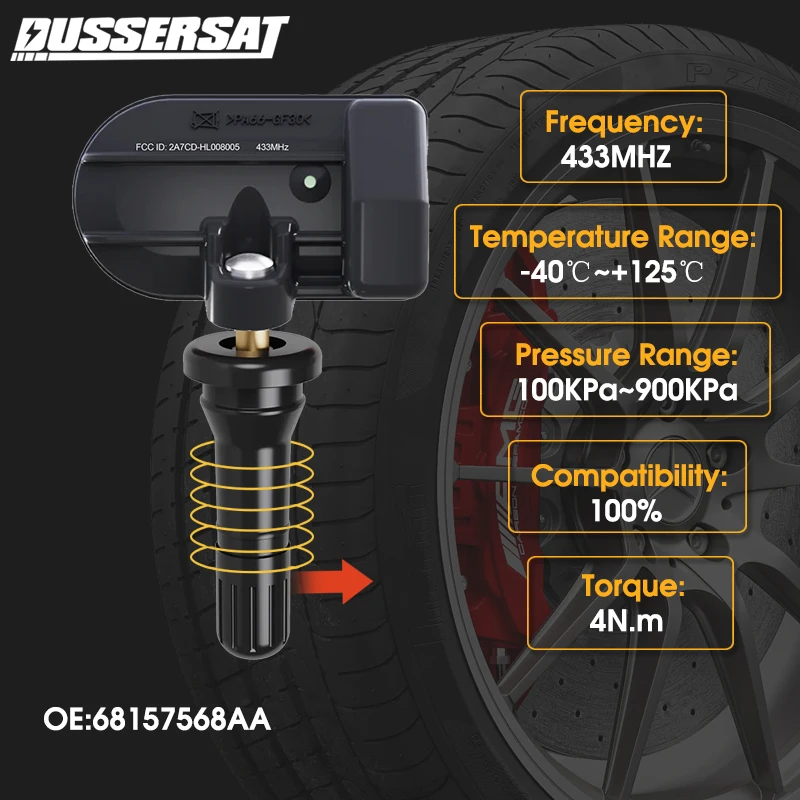 Tire Pressure Sensor TPMS 433MHz for 2013 2014 2015 2016 2017 2018 2019 2020 2021 2022 2023 Dodge Ram 1500 68157568AA TPMS
Tire Pressure Sensor TPMS 433MHz for 2013 2014 2015 2016 2017 2018 2019 2020 2021 2022 2023 Dodge Ram 1500 68157568AA TPMS
