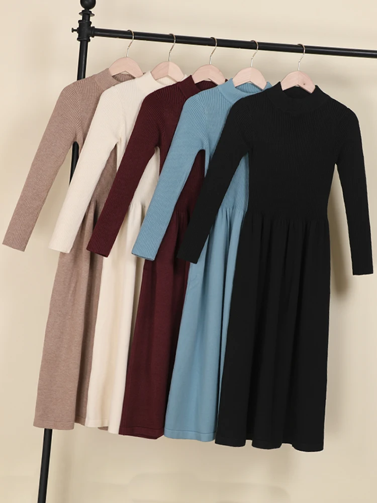 Casual Women's Dresses Ladies Knitted Long Sleeve Dress 2025 Winter Sweater Korean Fashion Clothes Clothing Robe Basic Elegant
Casual Women's Dresses Ladies Knitted Long Sleeve Dress 2025 Winter Sweater Korean Fashion Clothes Clothing Robe Basic Elegant