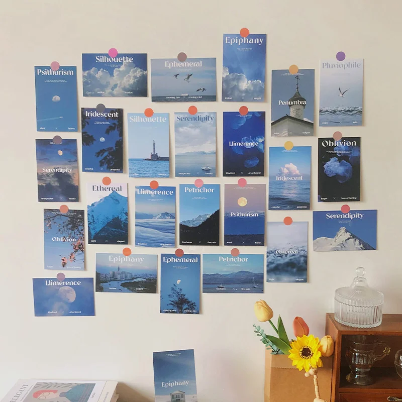30Pcs Cozy Blue Aesthetic Poster Stickers Background Nature Landscape Postcard Wall Art Pictures For Home Dormitory Decoration
30Pcs Cozy Blue Aesthetic Poster Stickers Background Nature Landscape Postcard Wall Art Pictures For Home Dormitory Decoration