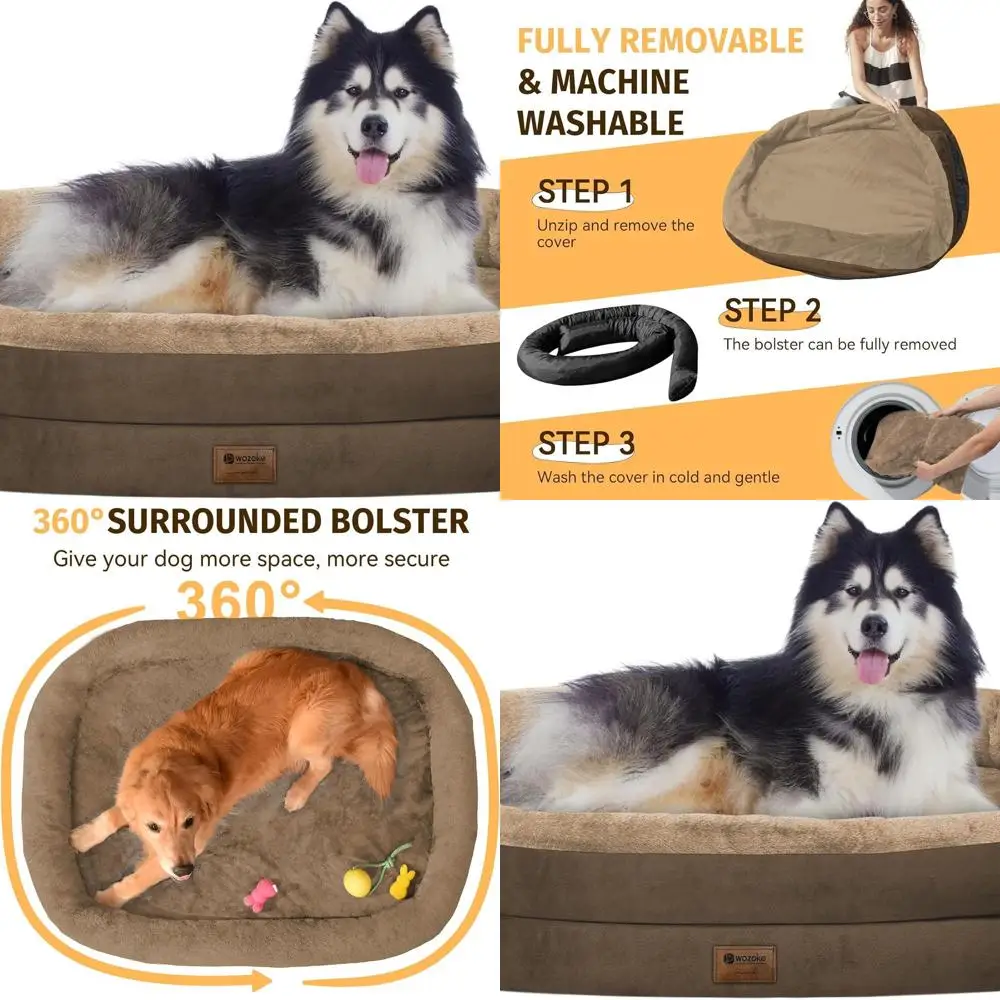 XXL Memory Foam Orthopedic Dog Bed with Removable Washable Cover for Large Pets - Non-Slip Base, Coffee
XXL Memory Foam Orthopedic Dog Bed with Removable Washable Cover for Large Pets - Non-Slip Base, Coffee