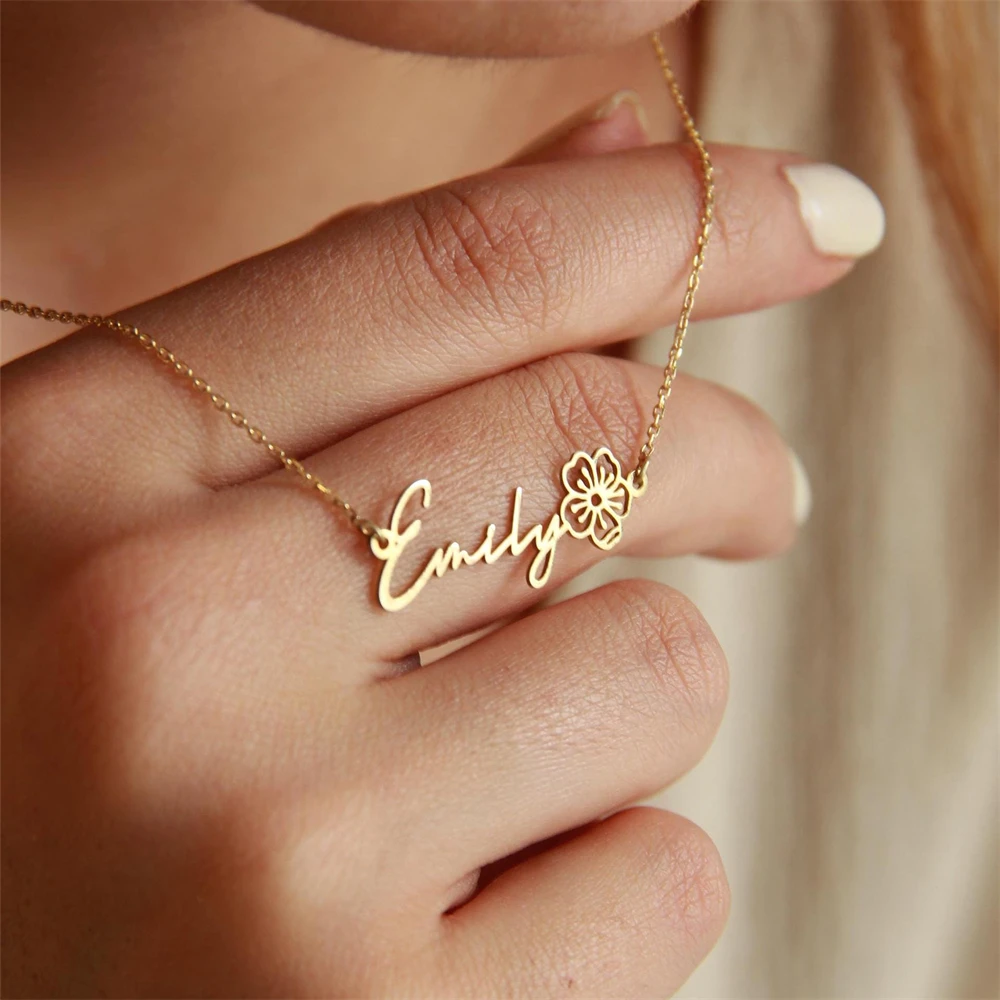 Personalized Birth Flower Necklace Custom Name Pendant Necklace Fashion Jewelry Collar Mujer Christmas Gift for Girlfriend Women
Personalized Birth Flower Necklace Custom Name Pendant Necklace Fashion Jewelry Collar Mujer Christmas Gift for Girlfriend Women