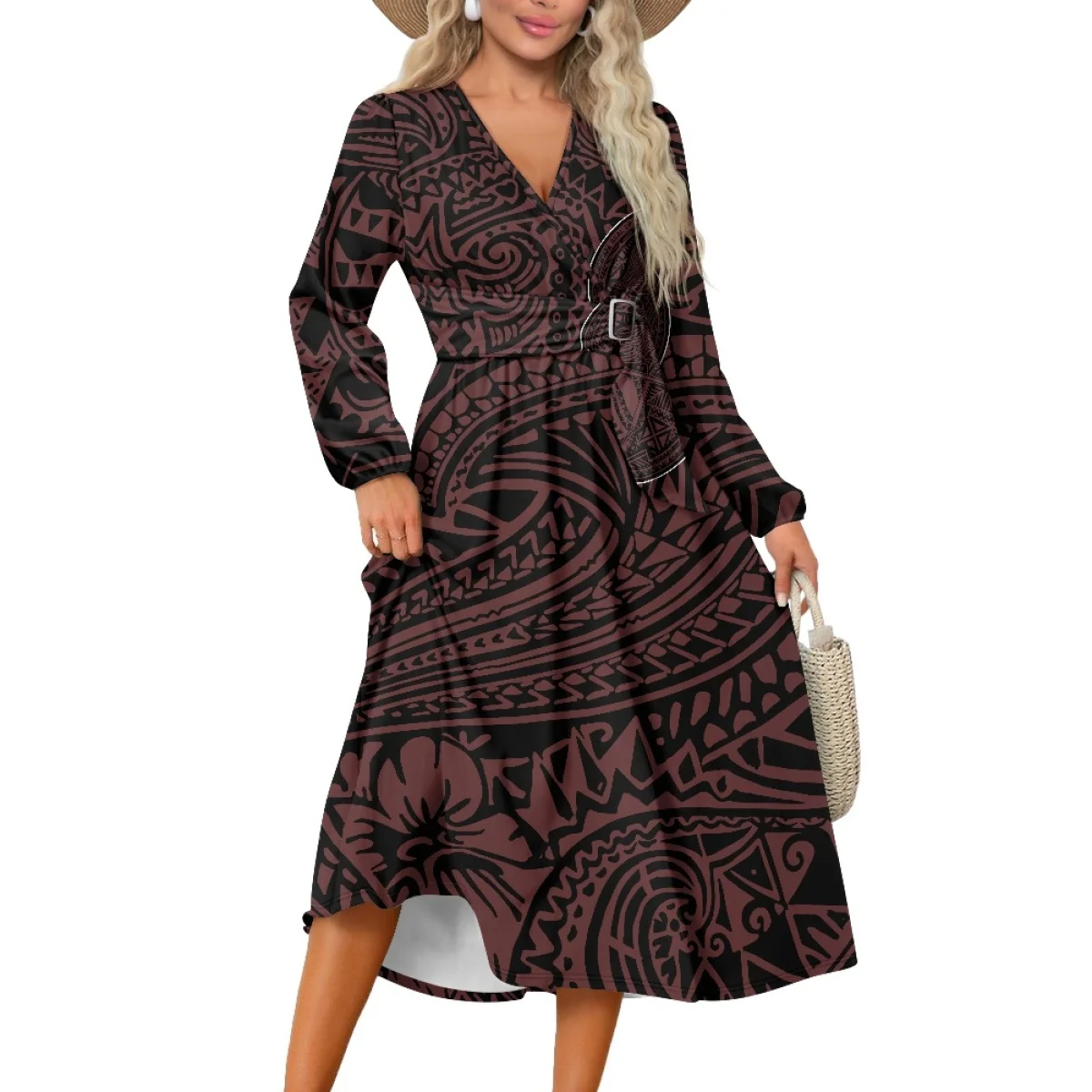 Wholesale Custom Big Figure Maxi Dress Printed Polynesian Samoan Tattoo Tribal Pattern Design Elegant Casual Dress
Wholesale Custom Big Figure Maxi Dress Printed Polynesian Samoan Tattoo Tribal Pattern Design Elegant Casual Dress