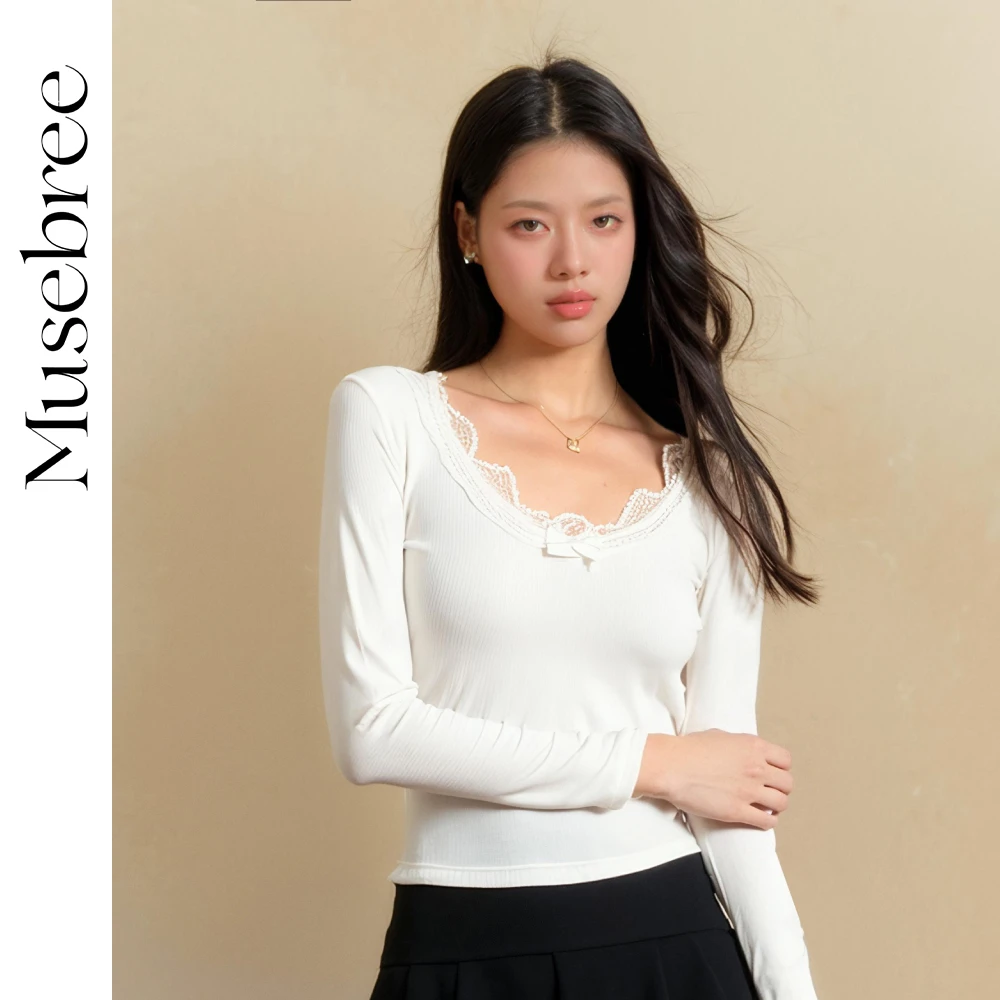 Musebree Women's Sweet Lace Patchwork Neck T Shirt Ladies Girls Slim T Shirts Long Sleeve Top Spring Summer Tops Women Clothing
Musebree Women's Sweet Lace Patchwork Neck T Shirt Ladies Girls Slim T Shirts Long Sleeve Top Spring Summer Tops Women Clothing