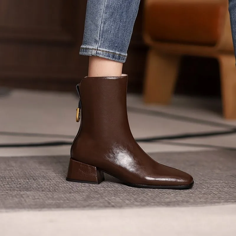 Nice Round Toe Autumn Winter Ankle Boots Cow Leather Zipper Nice Women Shoes Square Heel Motorcycle Boots Zapatos De Mujer
Nice Round Toe Autumn Winter Ankle Boots Cow Leather Zipper Nice Women Shoes Square Heel Motorcycle Boots Zapatos De Mujer