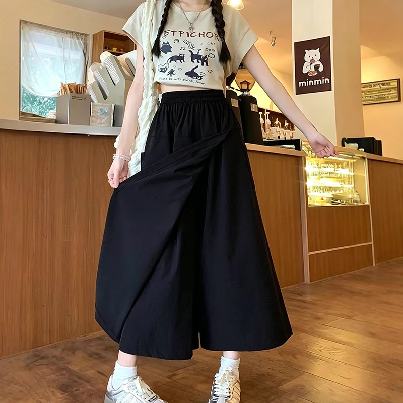 Korean Style Summer High Waist Skirt Pants Women Loose Wide Leg Culottes Slimming Casual Black Trousers
Korean Style Summer High Waist Skirt Pants Women Loose Wide Leg Culottes Slimming Casual Black Trousers