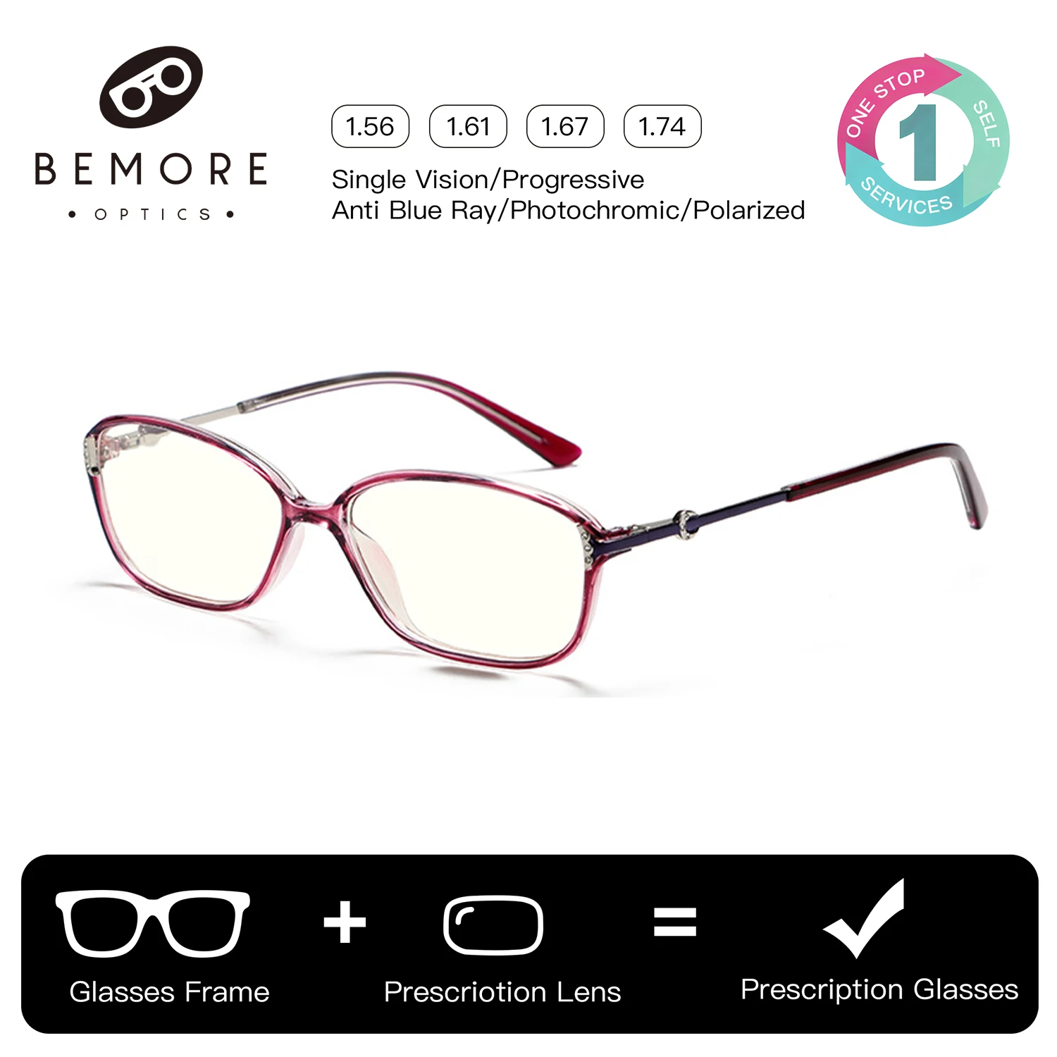 BEMORE Acetate Square Prescription Eyeglasses Photochromic Anti Blue Light Optical Myopia Progressive Women's Glasses
BEMORE Acetate Square Prescription Eyeglasses Photochromic Anti Blue Light Optical Myopia Progressive Women's Glasses