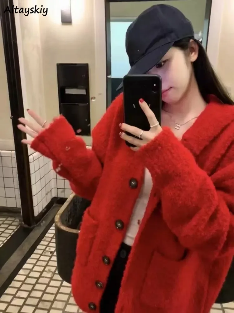 Cardigans Women Hooded Solid Casual Loose Knitted Sweaters Autumn Winter All-match Ins Tops Korean Style Daily Fluffy Streetwear
Cardigans Women Hooded Solid Casual Loose Knitted Sweaters Autumn Winter All-match Ins Tops Korean Style Daily Fluffy Streetwear