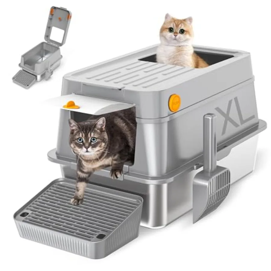 Mlzao 20L Stainless Steel Cat Litter Box with Lid XL Enclosed Metal Litter Box with Hinged Flip-Top Leakproof High Sides for Od
Mlzao 20L Stainless Steel Cat Litter Box with Lid XL Enclosed Metal Litter Box with Hinged Flip-Top Leakproof High Sides for Od