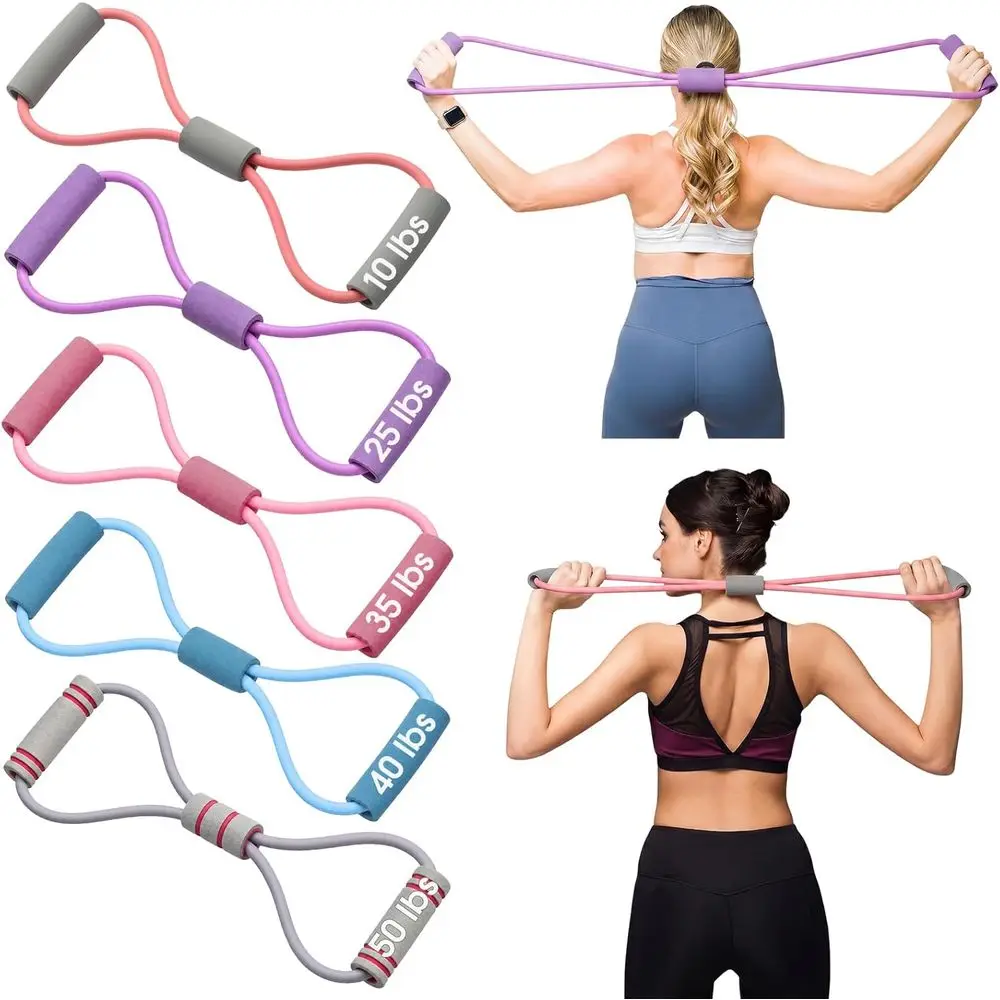 Set of 5 Figure 8 Resistance Bands with Handles, 10-50 Lbs, Ideal for Arm and Shoulder Exercises for Men and Women
Set of 5 Figure 8 Resistance Bands with Handles, 10-50 Lbs, Ideal for Arm and Shoulder Exercises for Men and Women