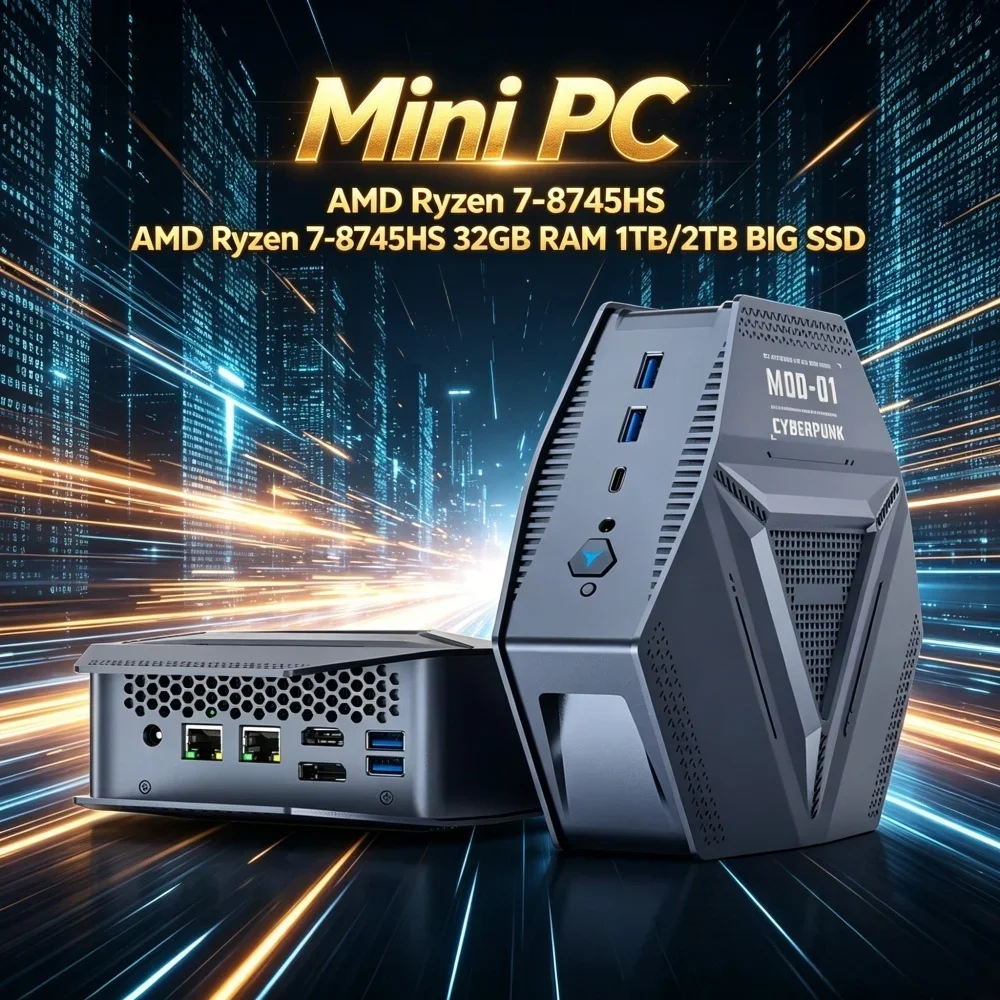 Gaming Mini PC AMD Ryzen 7 8745HS WIFI6 4USB3.2 Type-C HD DP 2DDR5 Desktop Office/Home PC 22.5G LAN Windows11
Gaming Mini PC AMD Ryzen 7 8745HS WIFI6 4USB3.2 Type-C HD DP 2DDR5 Desktop Office/Home PC 22.5G LAN Windows11