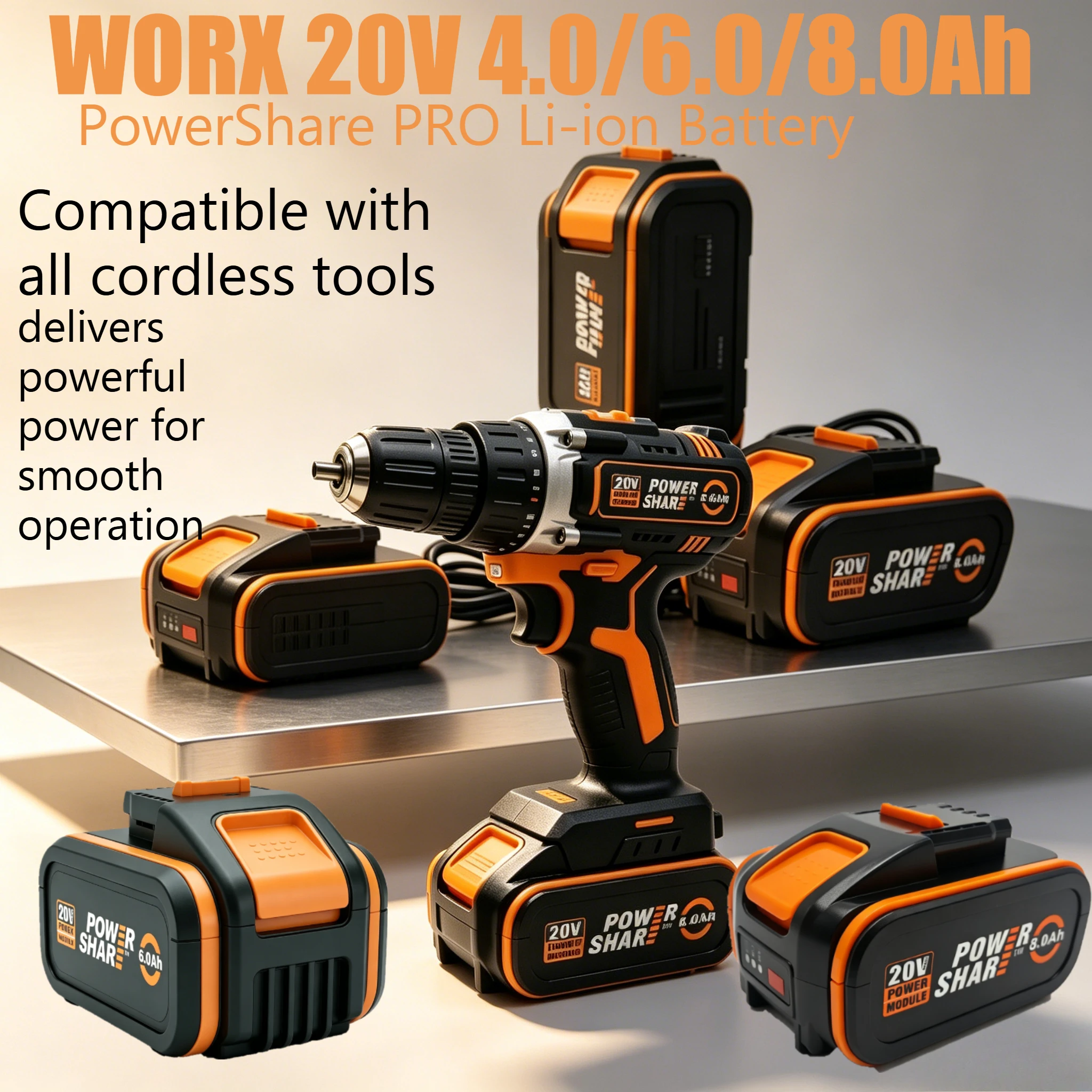 Original WORX 20V PowerShare PRO Li-ion Battery 4.0/6.0/8.0Ah Powerful Instant Drive Premium Spare Pack for WORX 20V Hand Tools
Original WORX 20V PowerShare PRO Li-ion Battery 4.0/6.0/8.0Ah Powerful Instant Drive Premium Spare Pack for WORX 20V Hand Tools