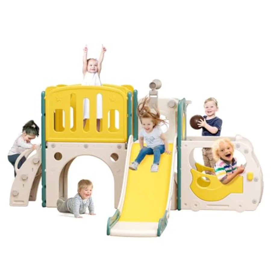 Toddler Slide Slide Playset for Babies Bus Themed Toddler Playground with Climber Baskteball Hoop Indoor Playground Outdoor
Toddler Slide Slide Playset for Babies Bus Themed Toddler Playground with Climber Baskteball Hoop Indoor Playground Outdoor