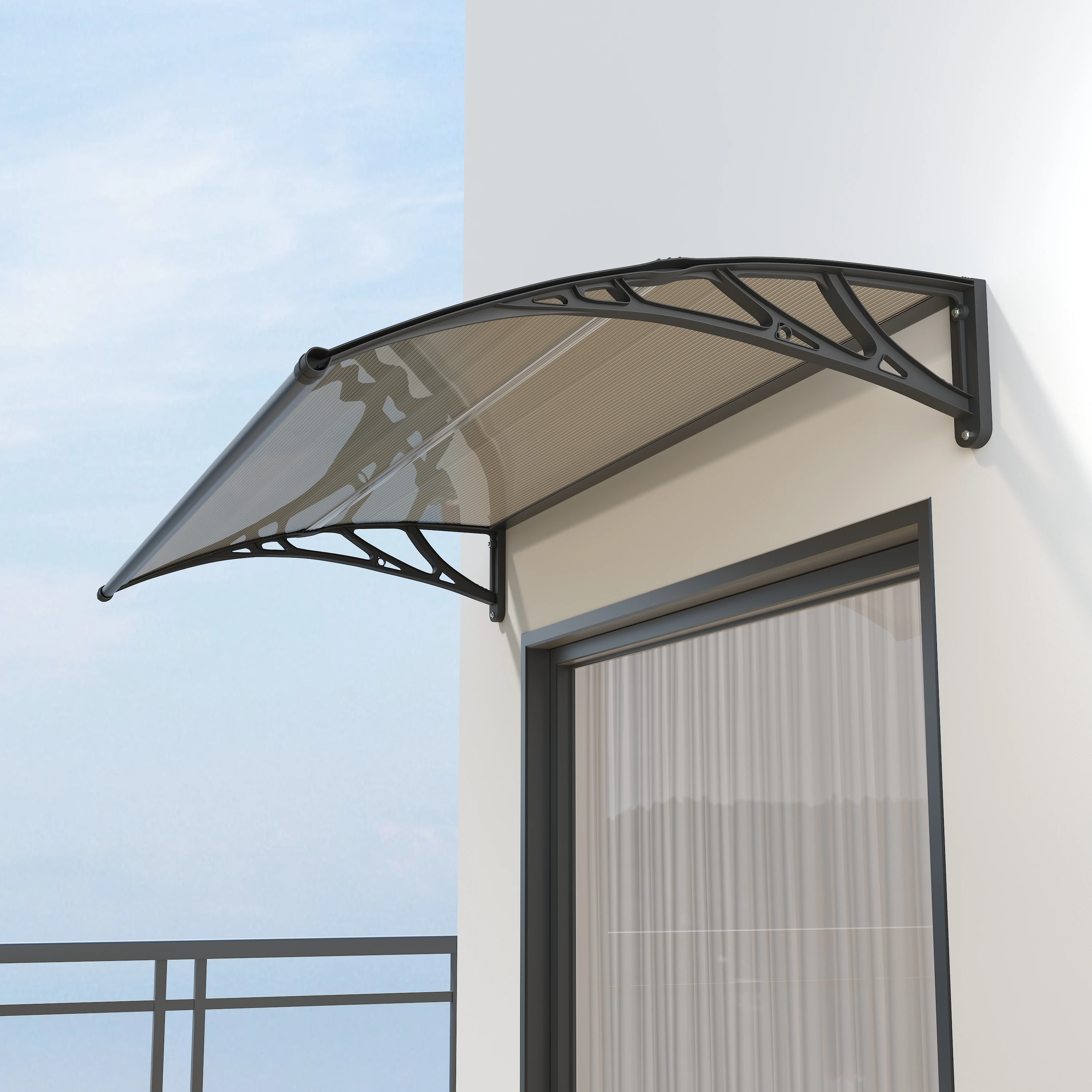 Window Awning Canopy for Doorways 60cm x 80cm Outdoor Overhang Awnings Black Bracket Brown Panel Polycarbonate Roof Cover
Window Awning Canopy for Doorways 60cm x 80cm Outdoor Overhang Awnings Black Bracket Brown Panel Polycarbonate Roof Cover