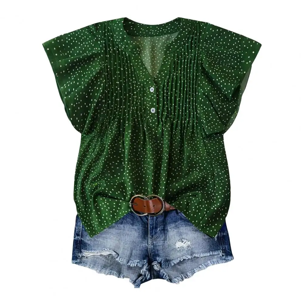 Women Shirt V-Neck Ruffle Short Sleeve Pullover Tops Loose Fit Dot Print Casual Tops Work Office Vacation Daily Wear
Women Shirt V-Neck Ruffle Short Sleeve Pullover Tops Loose Fit Dot Print Casual Tops Work Office Vacation Daily Wear