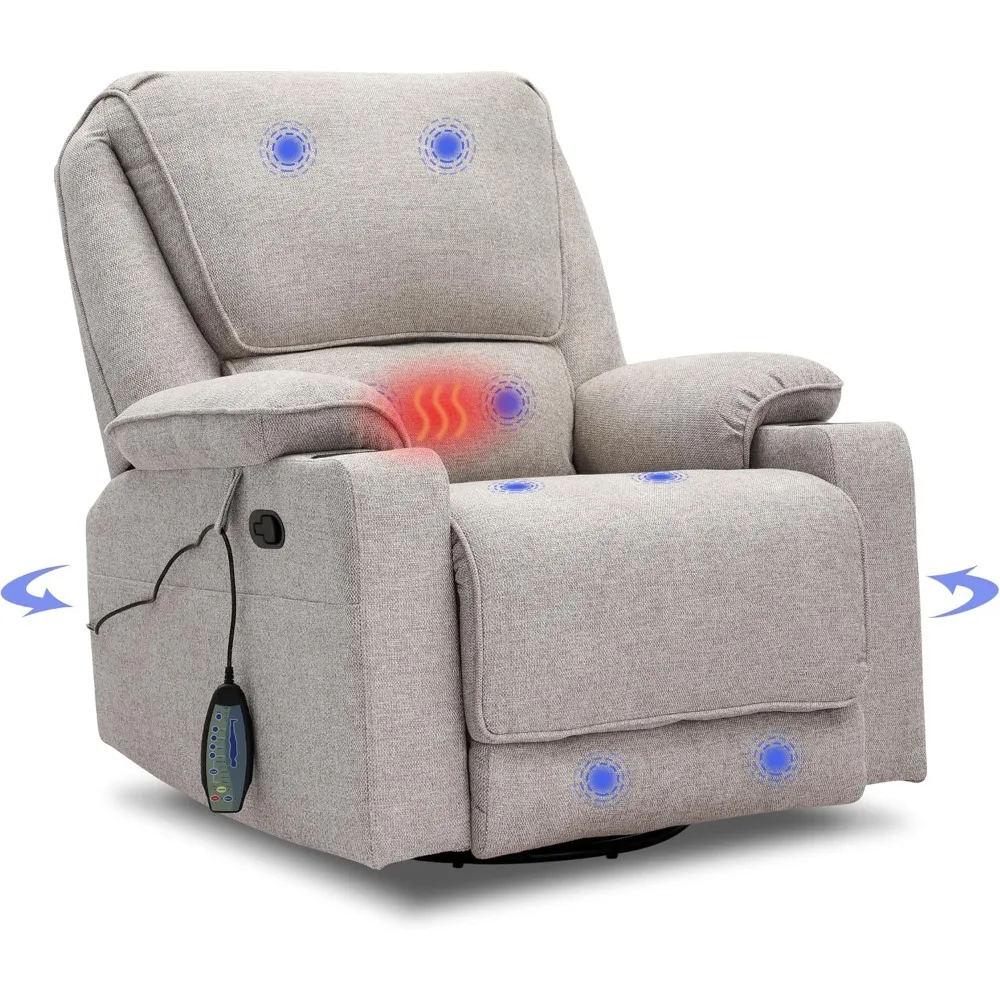 Swivel Rocker Recliner with Massage and Heated Functions, Single Relining Sofa,Living Room Chair with Remote Control, Two Cup Ho
Swivel Rocker Recliner with Massage and Heated Functions, Single Relining Sofa,Living Room Chair with Remote Control, Two Cup Ho