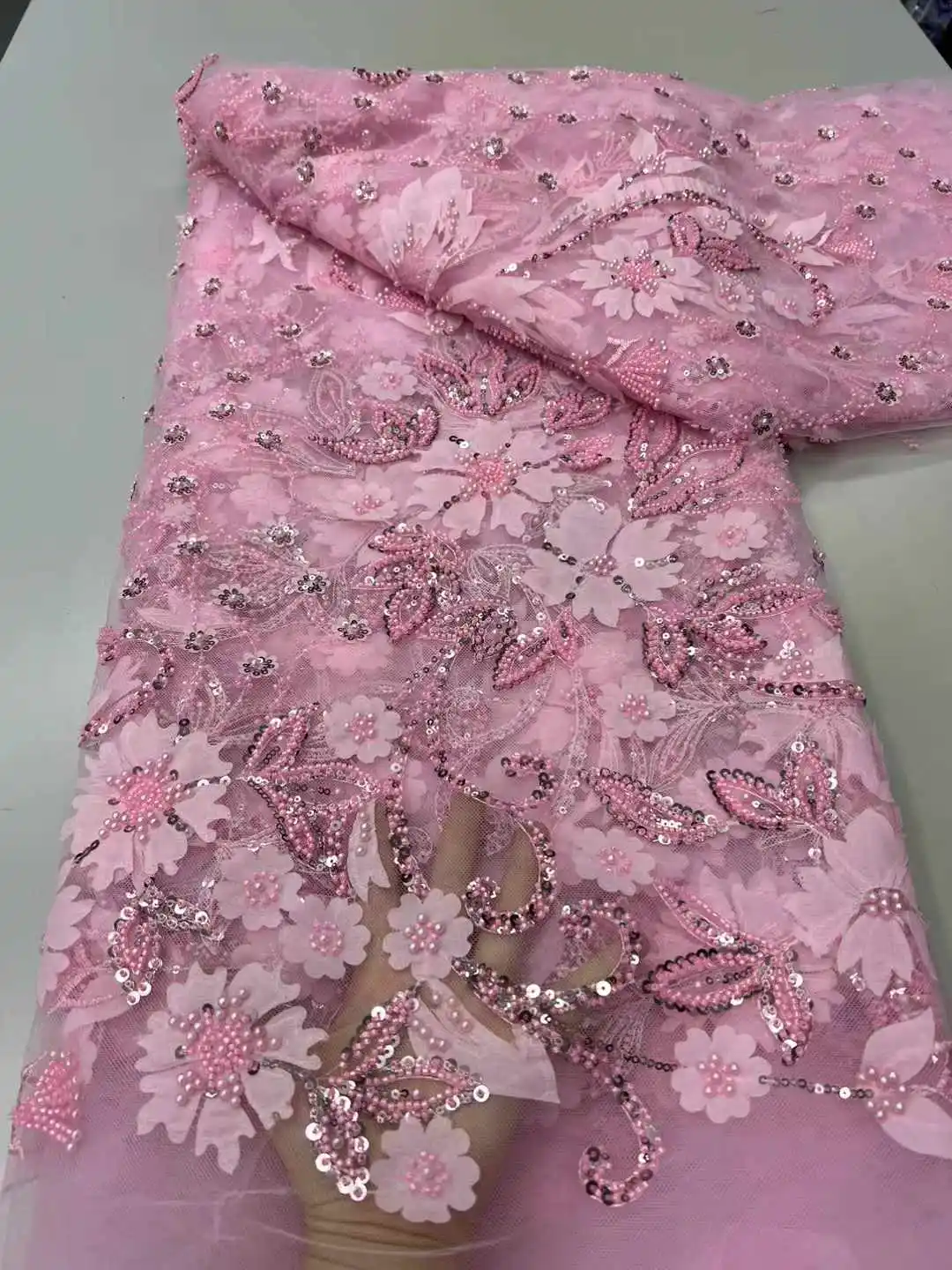 African Sequins Tulle Lace Embroidery Pink 2025 Nigerian French Mesh Lace Fabrics Latest Beads Fabrics For Women Party Dreses
African Sequins Tulle Lace Embroidery Pink 2025 Nigerian French Mesh Lace Fabrics Latest Beads Fabrics For Women Party Dreses