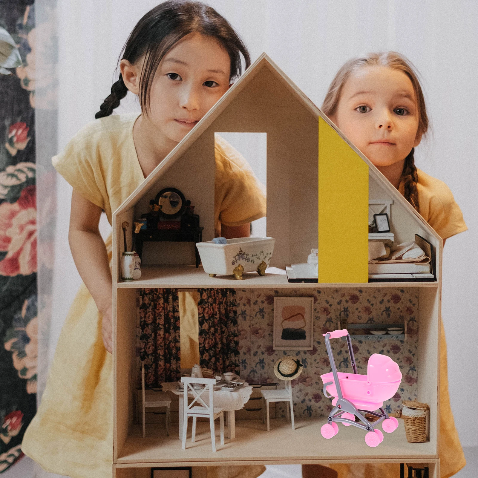 Baby Stroller Plastic Dollhouse Decoration Realistic Carriage Simulation for Kids Role Play and Decorative Use
Baby Stroller Plastic Dollhouse Decoration Realistic Carriage Simulation for Kids Role Play and Decorative Use
