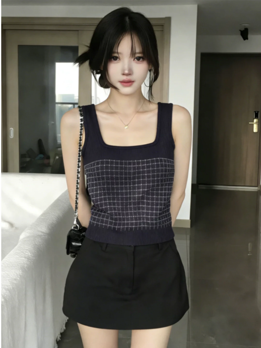 Slim Fit Plaid Square Collar Knitted Tank Top Women's Summer Casual Style Short Outerwear Shirt Breathable Skin-Friendly
Slim Fit Plaid Square Collar Knitted Tank Top Women's Summer Casual Style Short Outerwear Shirt Breathable Skin-Friendly