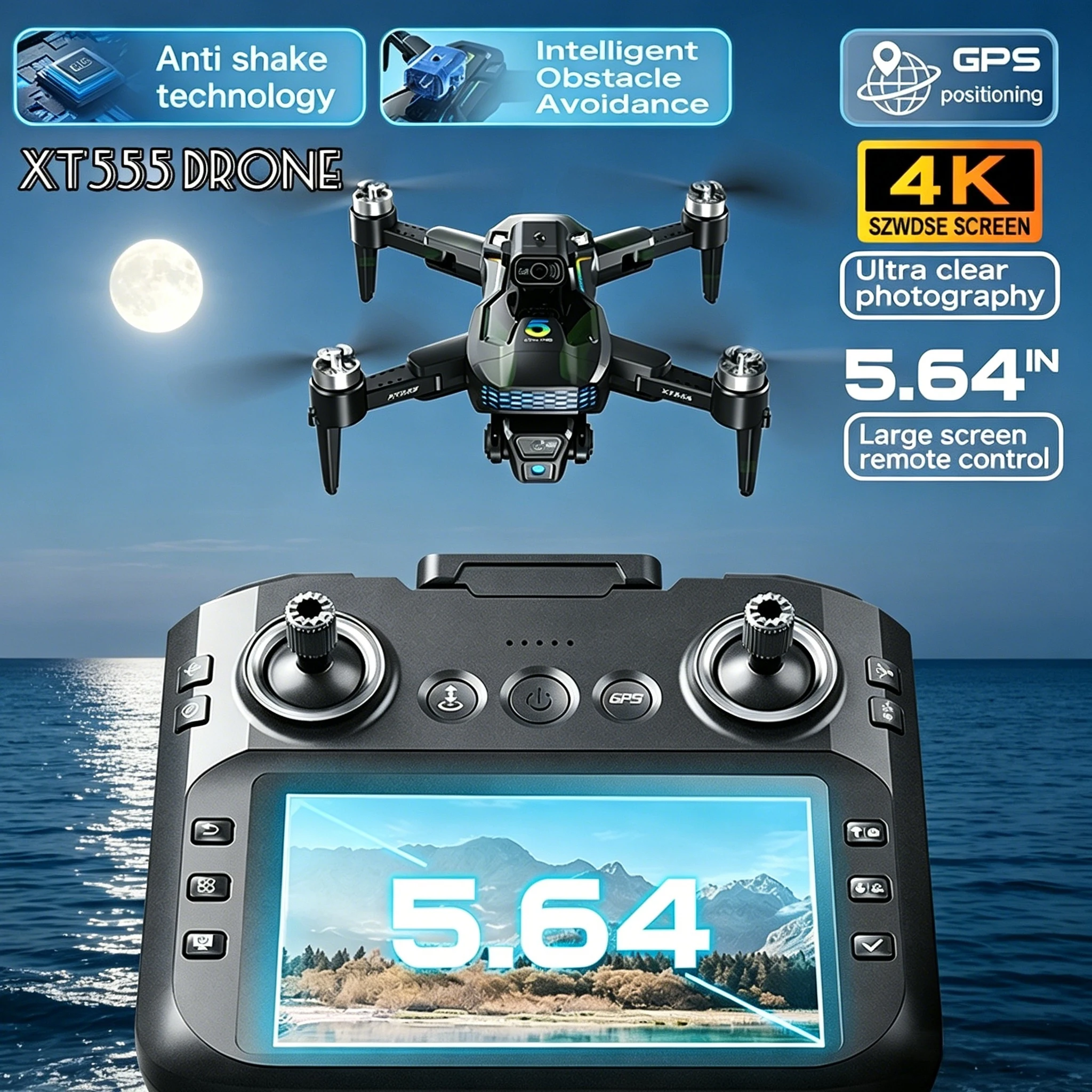 New RC Drone XT555 GPS Professional 8K HD Dual Camera Brushles Motor 5G WIFI FPV Foldable Screen Display RC Quadcopter Boy Toys
New RC Drone XT555 GPS Professional 8K HD Dual Camera Brushles Motor 5G WIFI FPV Foldable Screen Display RC Quadcopter Boy Toys