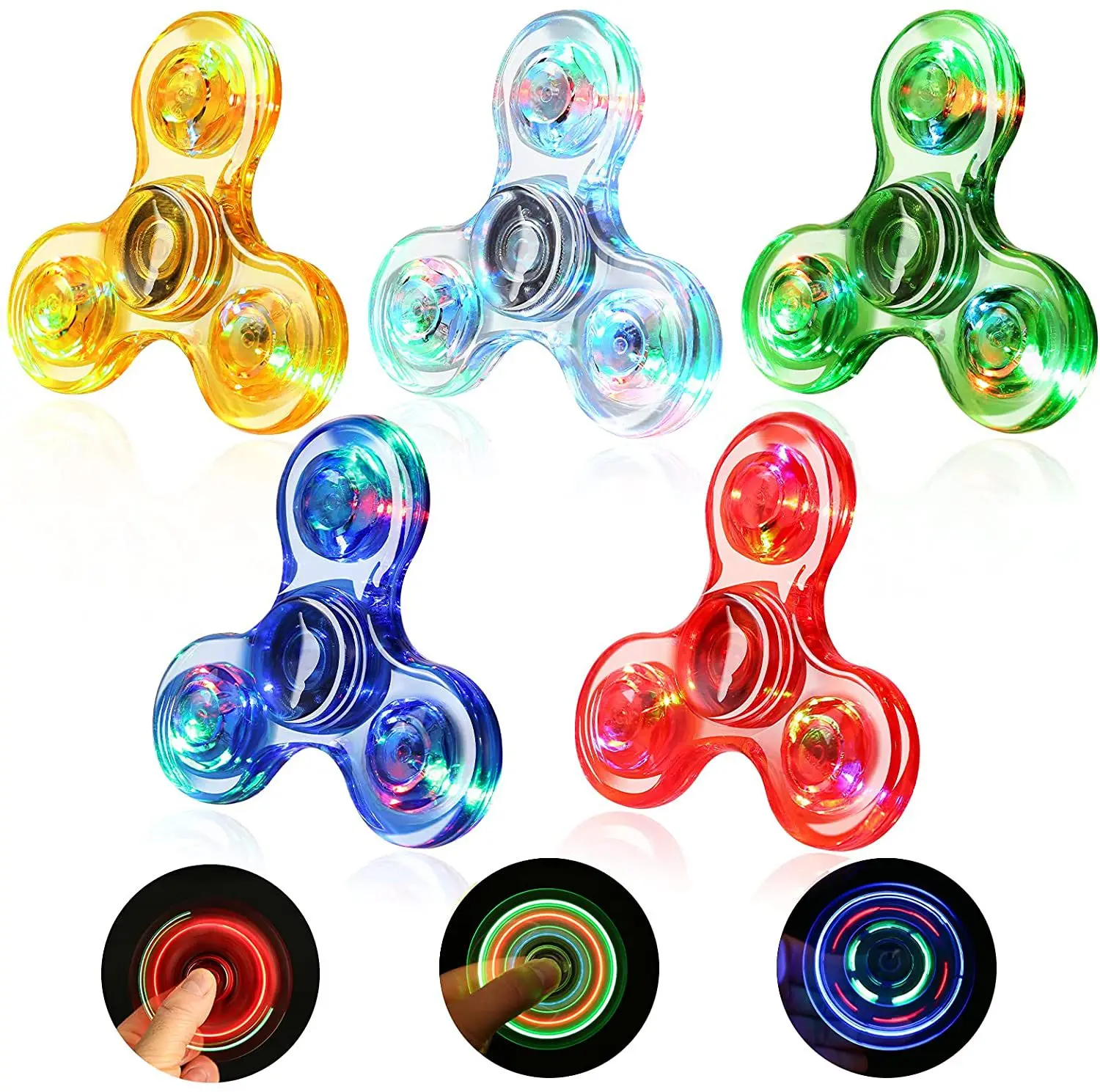 Fidget Spinner Crystal LED Light Transparent Flashing Stress-Relief Children's EDC Rotating Toy with Light
Fidget Spinner Crystal LED Light Transparent Flashing Stress-Relief Children's EDC Rotating Toy with Light