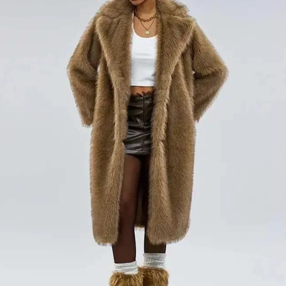 2025 Winter Women's Long Faux Fur Coat, Eco-Friendly European Style Loose Lapel Jacket, Covered Button Luxury Lined Coat
2025 Winter Women's Long Faux Fur Coat, Eco-Friendly European Style Loose Lapel Jacket, Covered Button Luxury Lined Coat