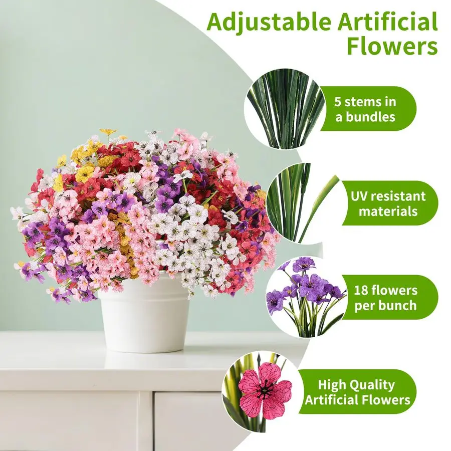 Bundles Artificial Flowers Outdoor, Faux Silk Flowers for Outdoors Outside Front Porch Hanging Planter Window Box Garden Decorat
Bundles Artificial Flowers Outdoor, Faux Silk Flowers for Outdoors Outside Front Porch Hanging Planter Window Box Garden Decorat