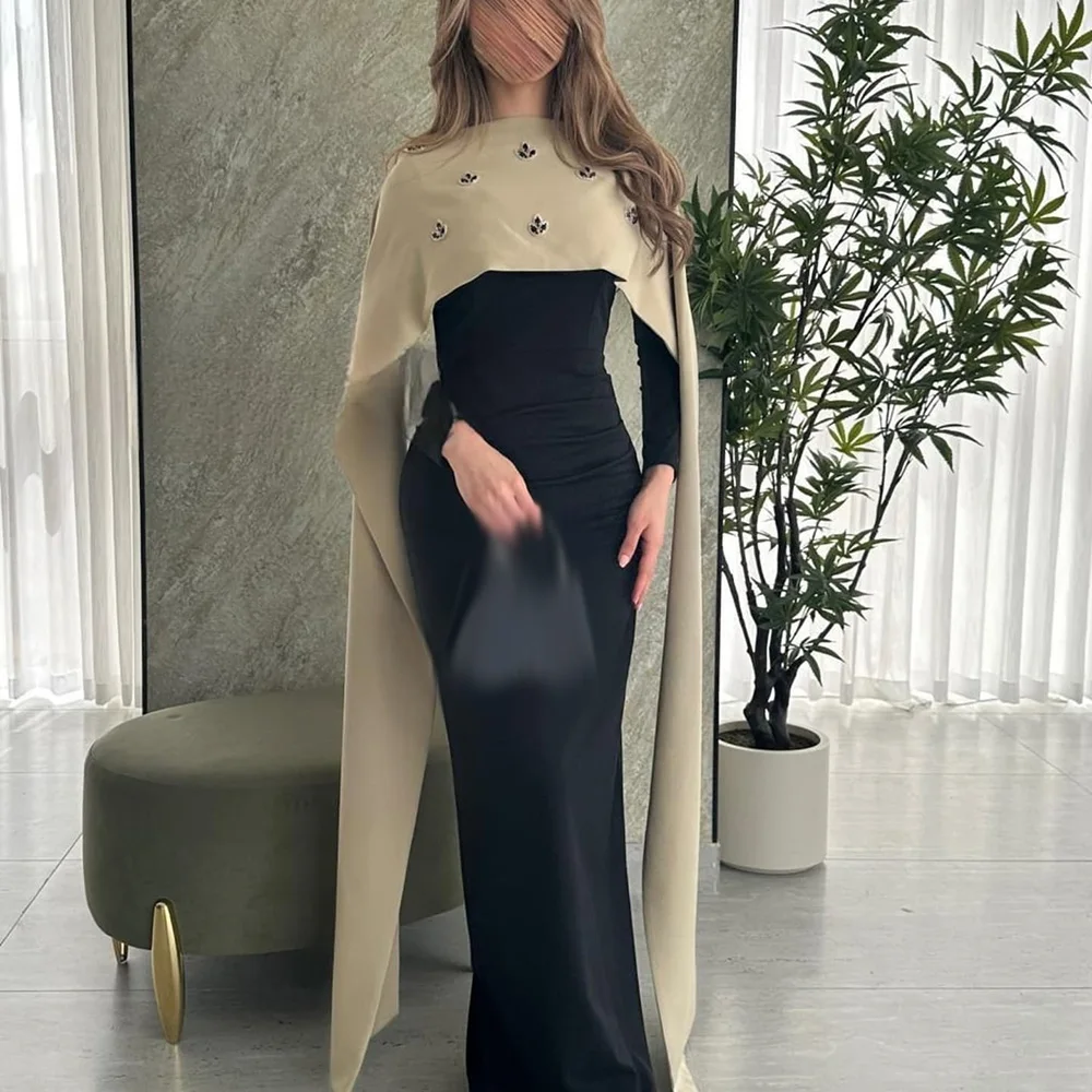 Customized Straight Prom Dresses Floor-Length High-Neck Full Sleeve Evening Gown Fashion Stole Crystal Draped Party Gown
Customized Straight Prom Dresses Floor-Length High-Neck Full Sleeve Evening Gown Fashion Stole Crystal Draped Party Gown
