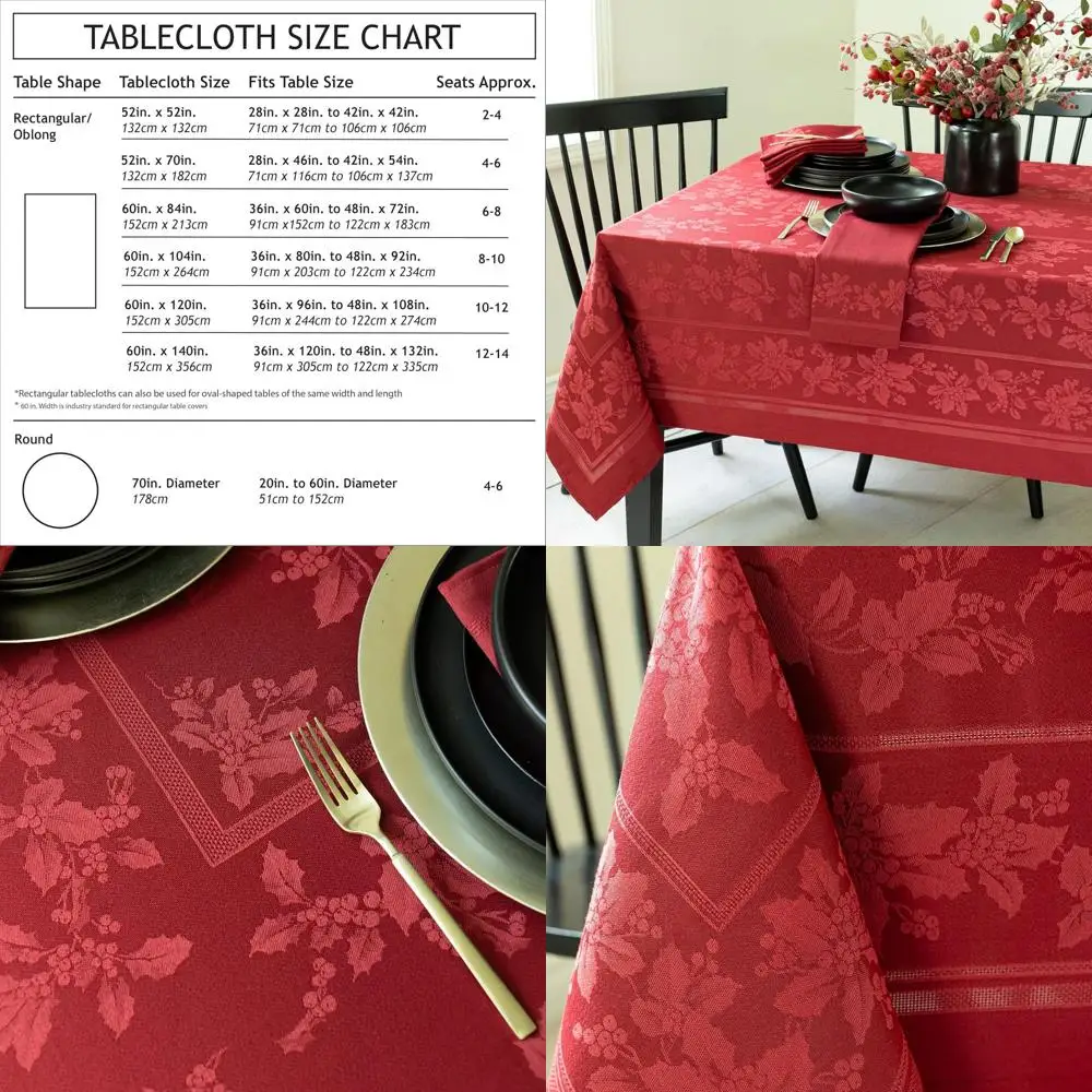 Luxurious Heavyweight Jacquard Tablecloth for Holiday and Christmas Celebrations - Dark Red, 60x104 Rectangular
Luxurious Heavyweight Jacquard Tablecloth for Holiday and Christmas Celebrations - Dark Red, 60x104 Rectangular