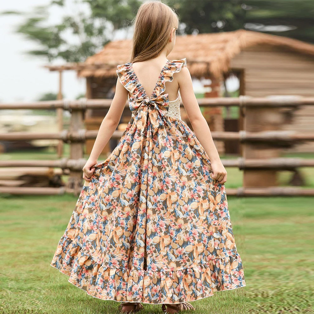 3-12Y Girls Knitte High Low Dress with Floral Flying Sleeve Camisole Skirt Bow Tie Vacation Bohemian Printed Clothes One-piece
3-12Y Girls Knitte High Low Dress with Floral Flying Sleeve Camisole Skirt Bow Tie Vacation Bohemian Printed Clothes One-piece