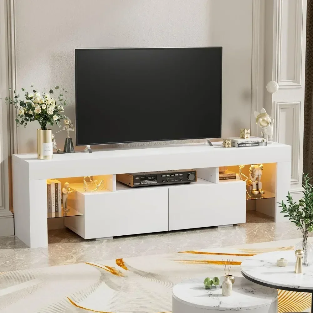l Modern LED TV Stand for Televisions up to 70 Inch with Glass Shelves and Drawer, Gaming Entertainment Center with Multiple
l Modern LED TV Stand for Televisions up to 70 Inch with Glass Shelves and Drawer, Gaming Entertainment Center with Multiple