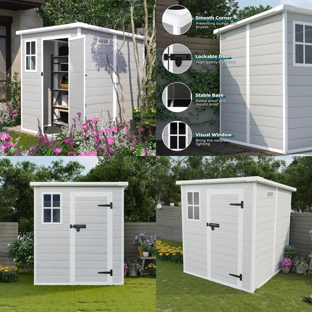 Наружный сарай из смолы размером 6x6 футов с наполом, окном, запираемыми дверями и вентиляционными отверстиями — идеально подходит для хранения инструментов, велосипедов и сада.
Наружный сарай из смолы размером 6x6 футов с наполом, окном, запираемыми дверями и вентиляционными отверстиями — идеально подходит для хранения инструментов, велосипедов и сада.