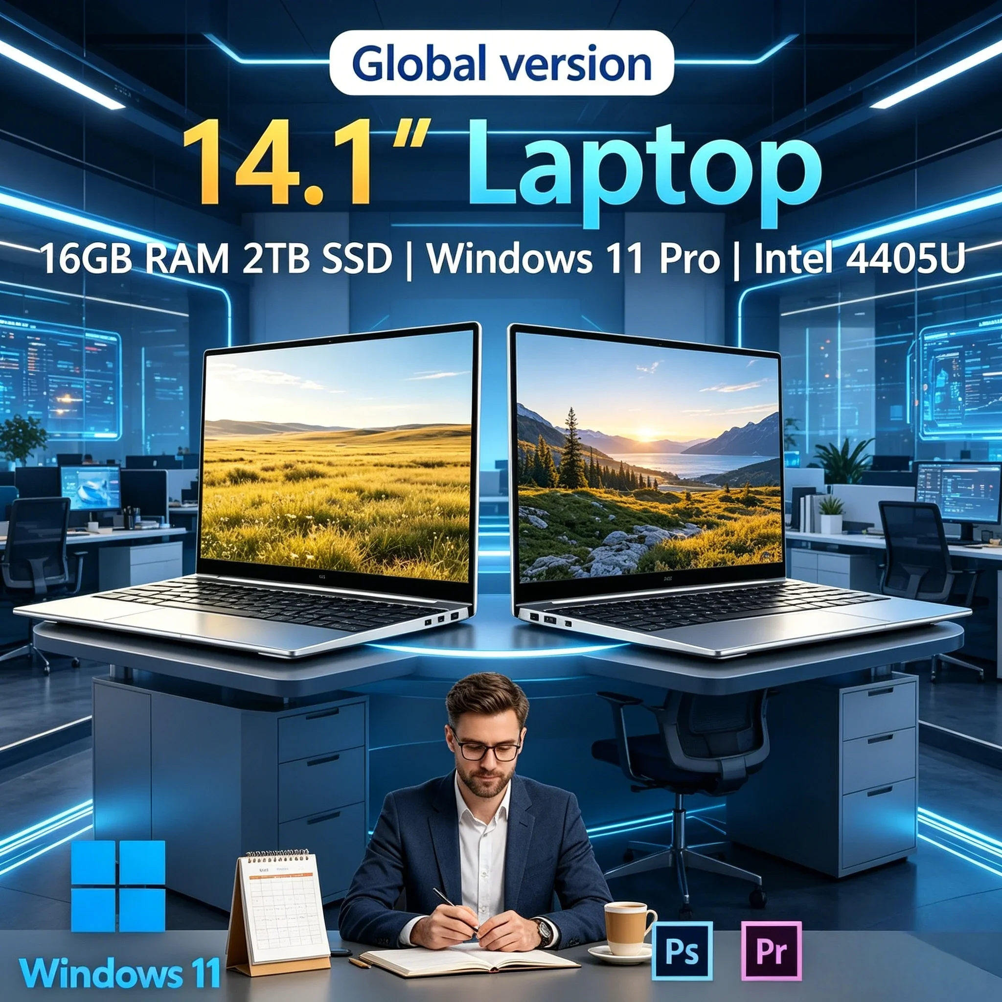 Portable 14.1'' Ultra Thin Laptop 4405U Processor 16GB RAM 2TB SSD Office Entertainment Notebook
Portable 14.1'' Ultra Thin Laptop 4405U Processor 16GB RAM 2TB SSD Office Entertainment Notebook