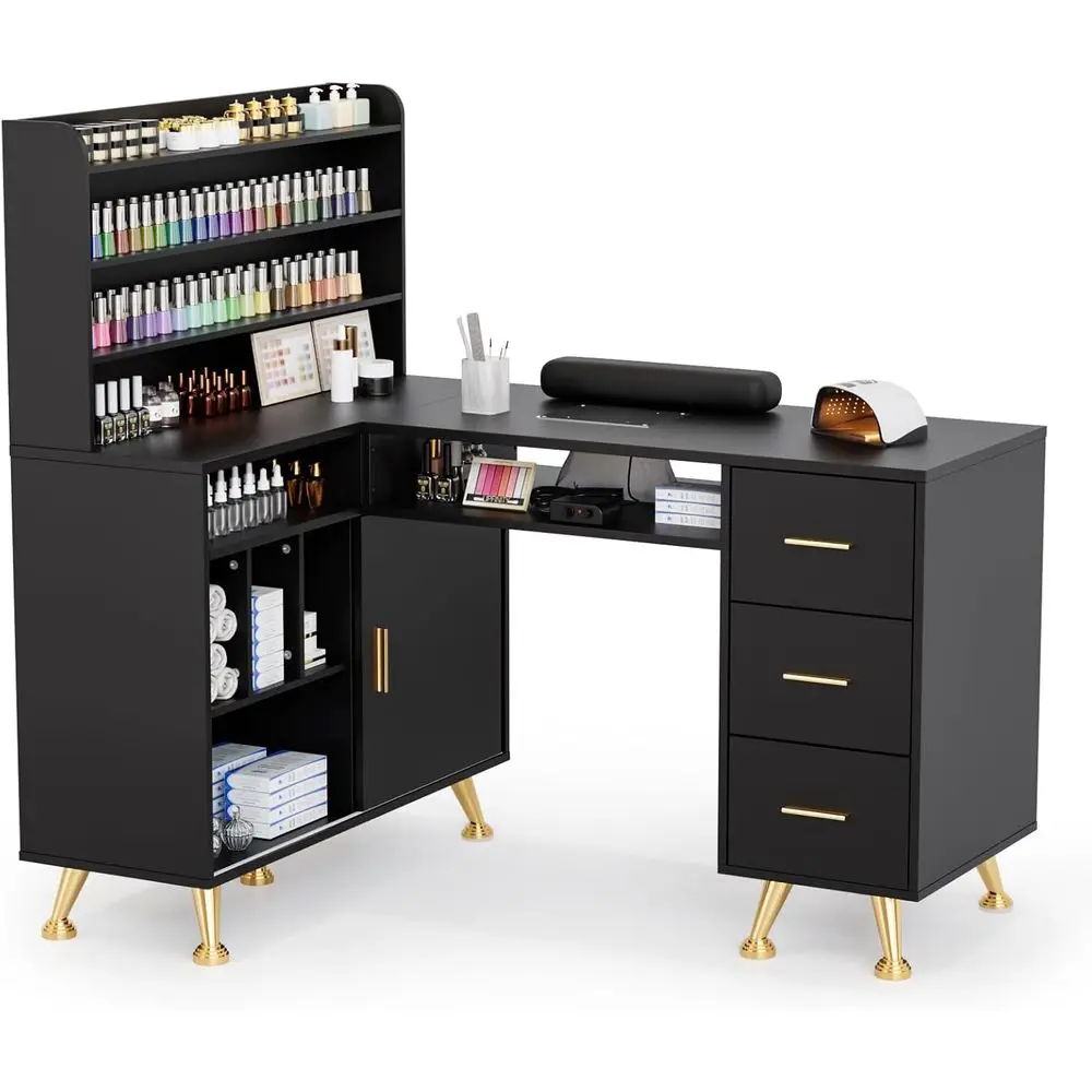 52 L-Shaped Manicure Table with Dust Collector, Polish Rack, Acrylic Resistant Top, Storage Cabinet
52 L-Shaped Manicure Table with Dust Collector, Polish Rack, Acrylic Resistant Top, Storage Cabinet