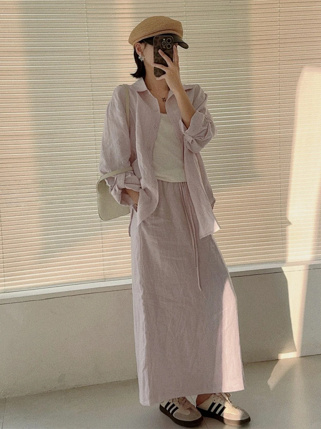 Linen Shirt Set Women's Summer Loose Sun Protection Casual Style Two-Piece Suit High Waist Skirt Button-Up Long Sleeve Top
Linen Shirt Set Women's Summer Loose Sun Protection Casual Style Two-Piece Suit High Waist Skirt Button-Up Long Sleeve Top