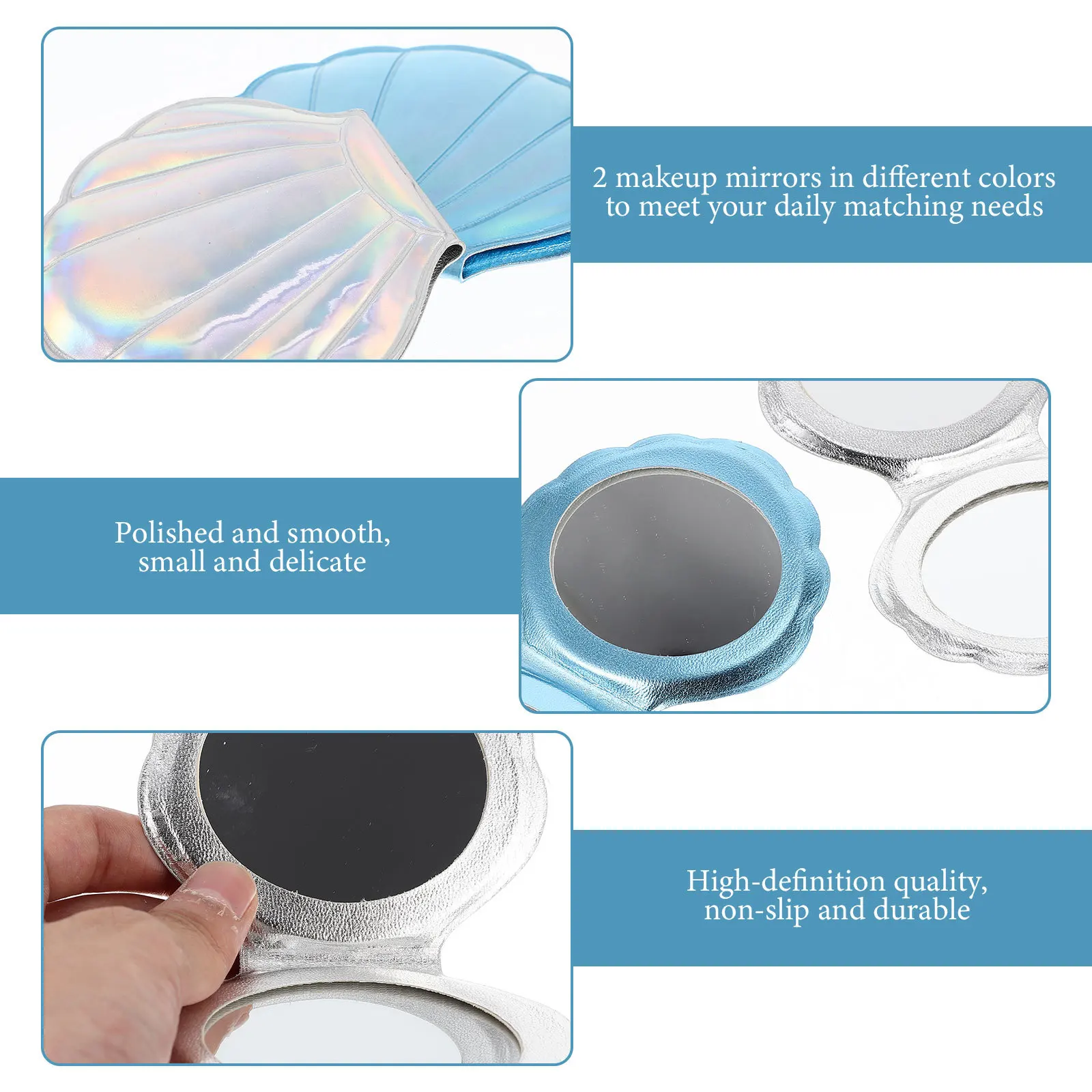 2Pcs Shell Travel Mirror Portable Double Sided Folding Compact Handheld Makeup Mirror for Women Cosmetics 
2Pcs Shell Travel Mirror Portable Double Sided Folding Compact Handheld Makeup Mirror for Women Cosmetics