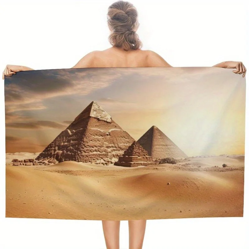 1 piece of 27.5-55 inch ancient Egyptian pyramid in desert beach towel, body towel, soft absorbent pool towel, travel towel, sui
1 piece of 27.5-55 inch ancient Egyptian pyramid in desert beach towel, body towel, soft absorbent pool towel, travel towel, sui