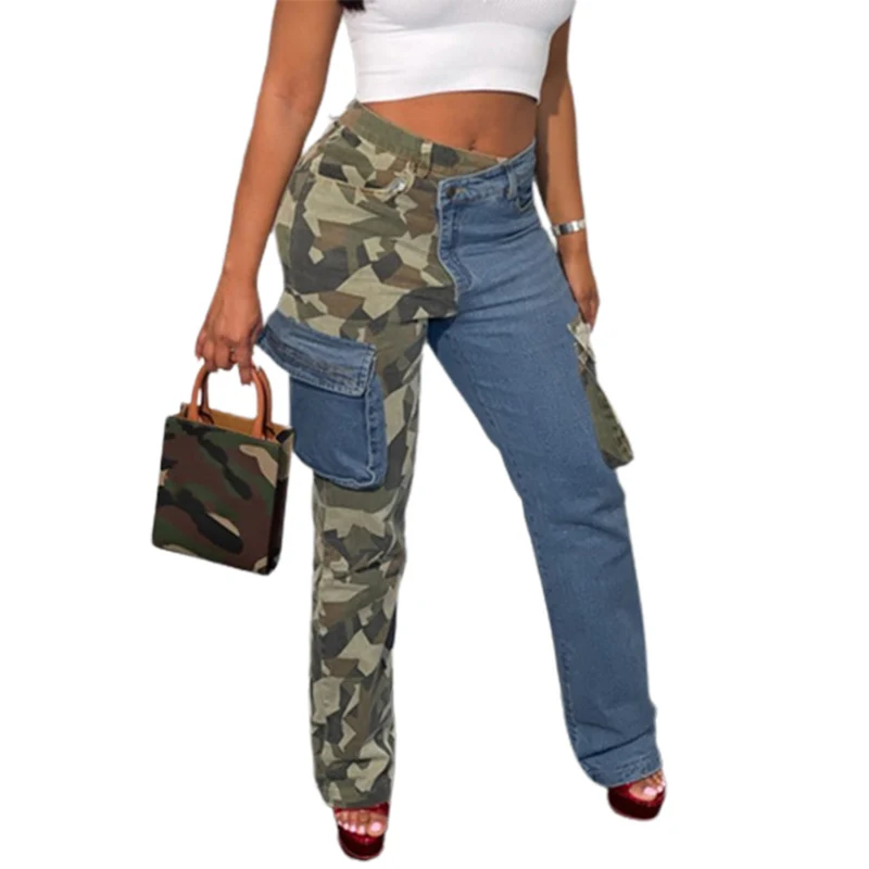 Fashion Color Contrast Camouflage Straight Jeans Female Workwear Style Multi-pockets Denim Pants Women's Mid Waist Trousers 2023
Fashion Color Contrast Camouflage Straight Jeans Female Workwear Style Multi-pockets Denim Pants Women's Mid Waist Trousers 2023