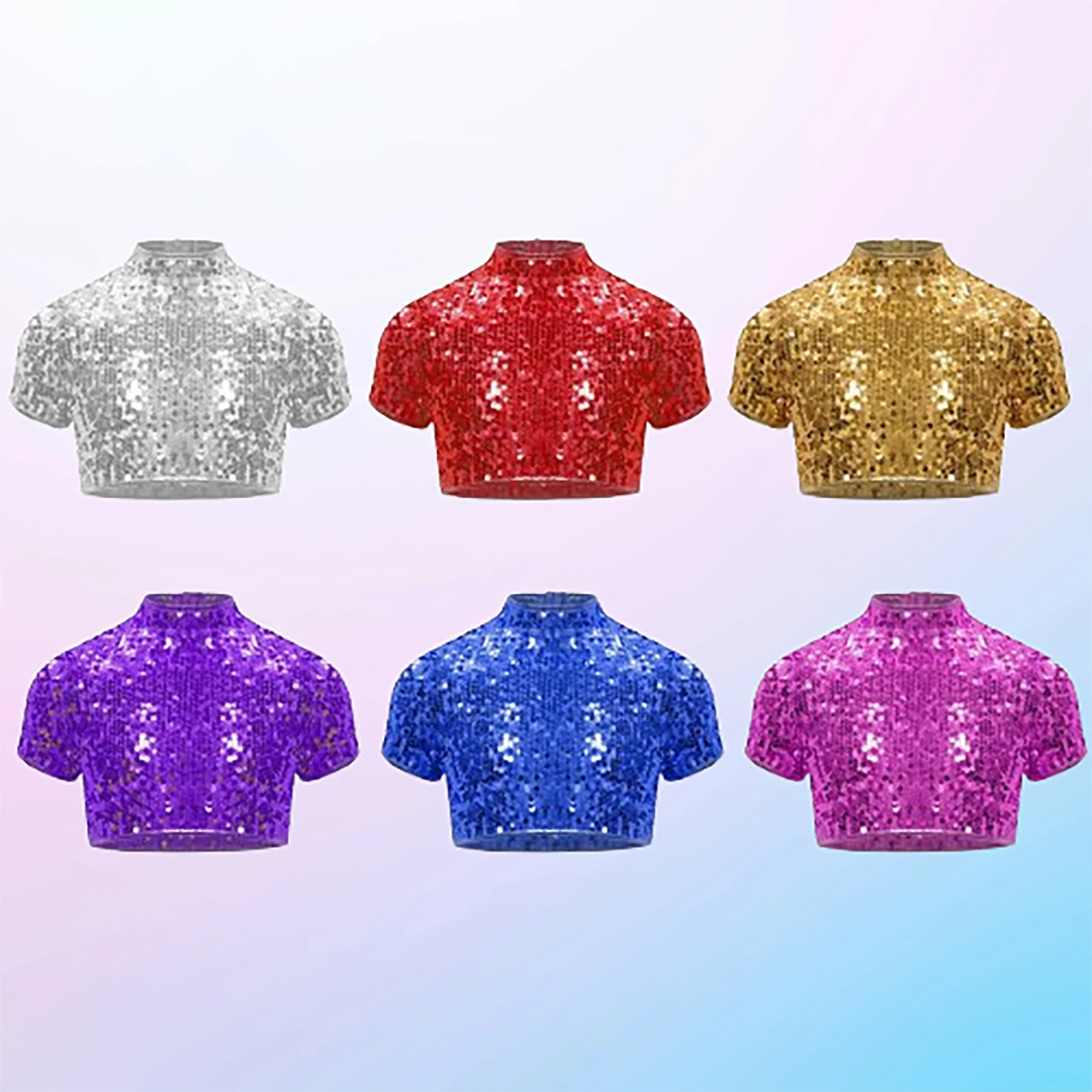 Girls Tops Sparkly Sequins Short Sleeve T-Shirts Kids Disco Party Crop Top Dancewear Streetwear Fashion Jazz Dance Costume
Girls Tops Sparkly Sequins Short Sleeve T-Shirts Kids Disco Party Crop Top Dancewear Streetwear Fashion Jazz Dance Costume