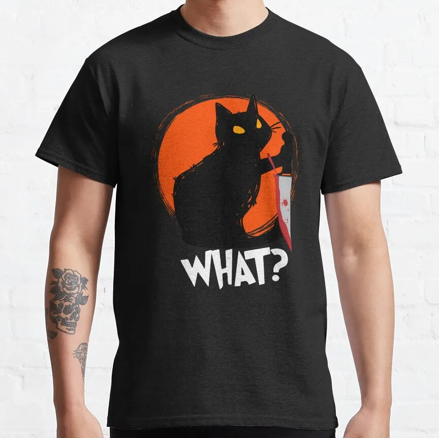 1019 Cat what Murderous Black Cat with Knife Gift t shirt for Cat Lover 100% cotton Graphic tee Short Sleeve clothes
1019 Cat what Murderous Black Cat with Knife Gift t shirt for Cat Lover 100% cotton Graphic tee Short Sleeve clothes