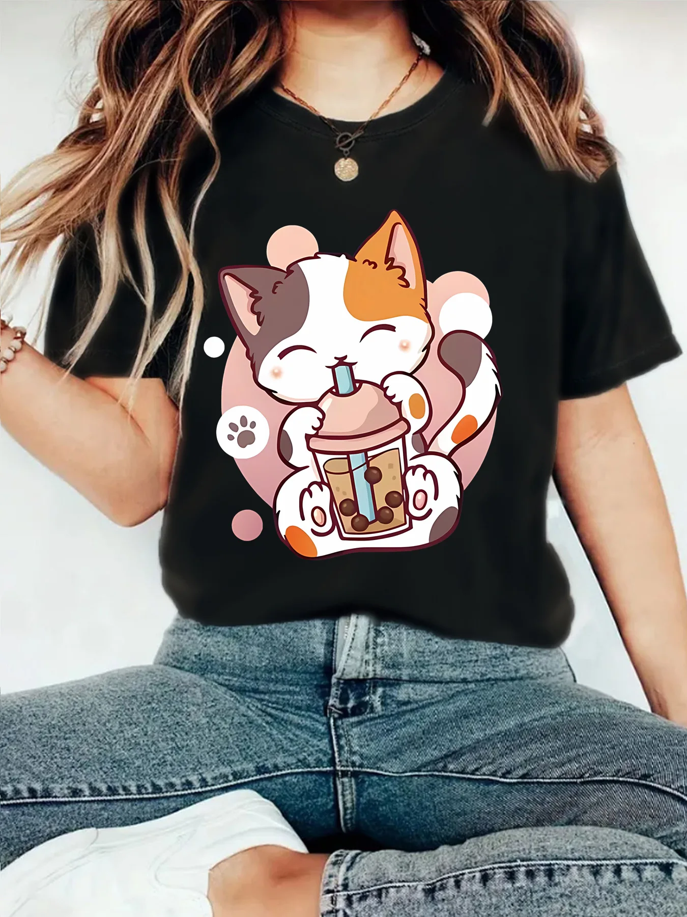 2025 New Summer Half Sleeve Simple Salt Couple Black T-shirt with printed pattern of pure cotton sports kitten
2025 New Summer Half Sleeve Simple Salt Couple Black T-shirt with printed pattern of pure cotton sports kitten