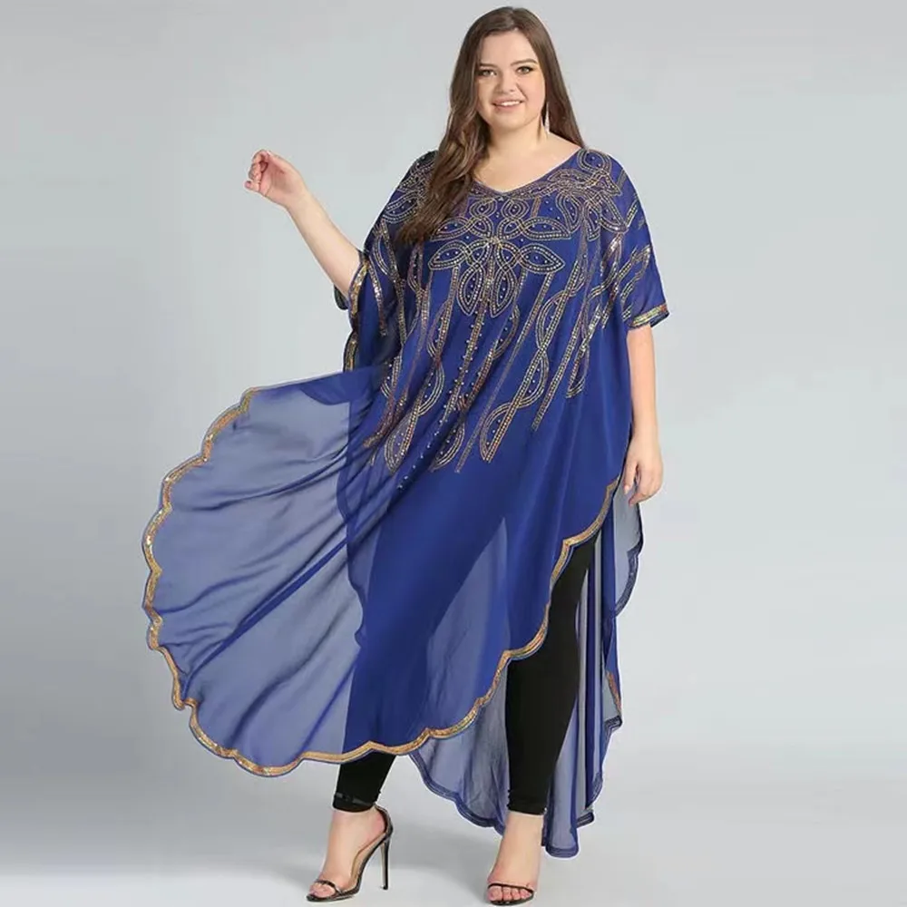 African Women's Fashion Gown Chiffon Batwing Sleeve Sequins and Fringes Loose Versatile Multicolor Free Size New 2022
African Women's Fashion Gown Chiffon Batwing Sleeve Sequins and Fringes Loose Versatile Multicolor Free Size New 2022