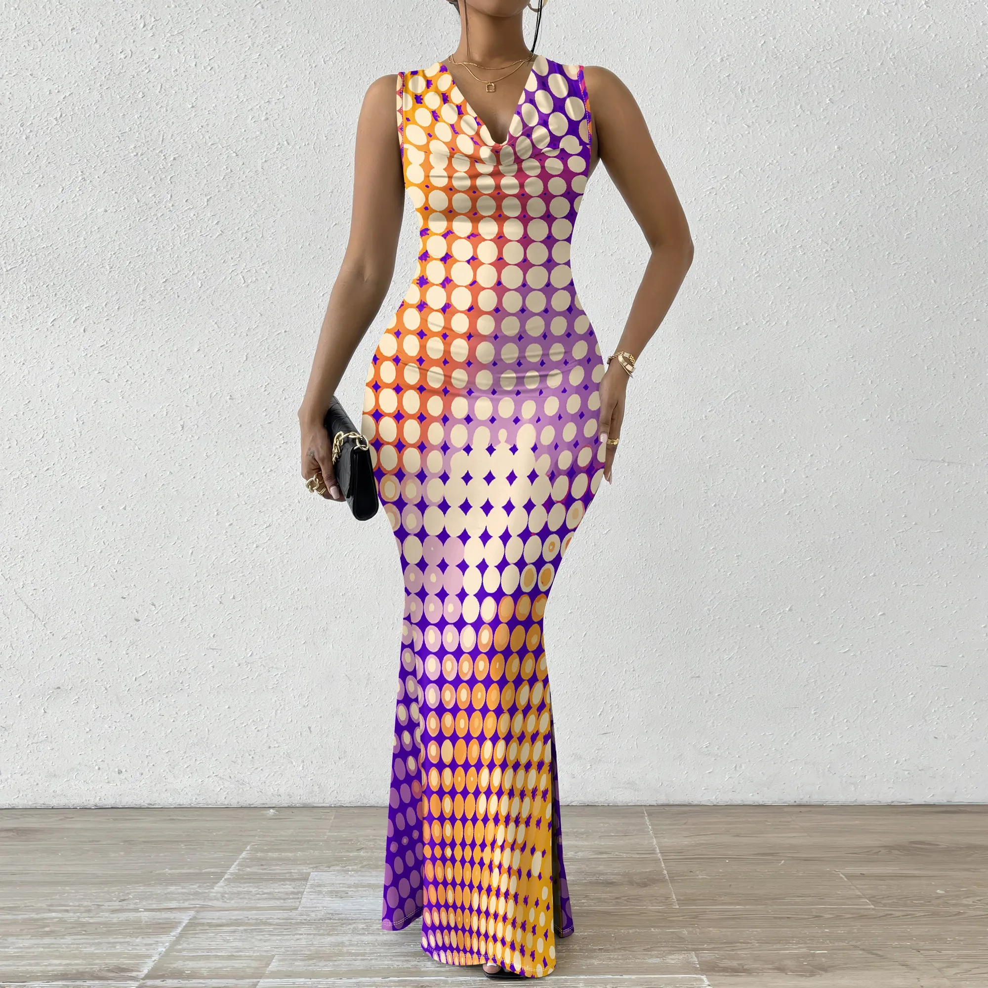 Elegant Maxi Dress Women's XS-2XL Abstract Polka Dot Print Bodycon Party Evening Dress Prom 
Elegant Maxi Dress Women's XS-2XL Abstract Polka Dot Print Bodycon Party Evening Dress Prom