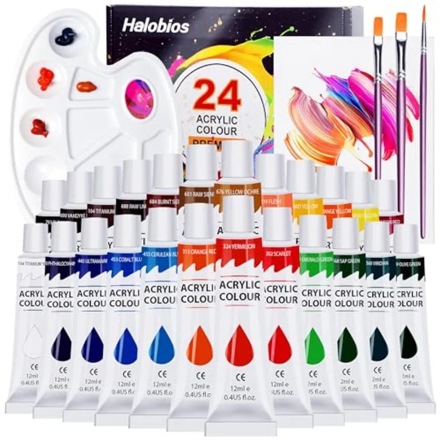 Acrylic Paint Set with 3 Paint Brushes, 24×12ml Colors Premium Paint Set with 1 Palette 1 Canvas Boards, Art Painting Kits for
Acrylic Paint Set with 3 Paint Brushes, 24×12ml Colors Premium Paint Set with 1 Palette 1 Canvas Boards, Art Painting Kits for