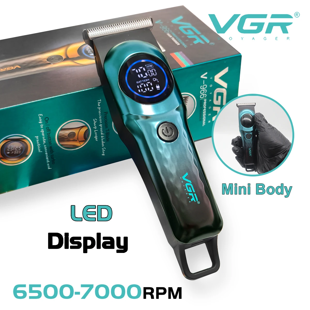 VGR V-966 Триммер для мужчин T-Blade 7000 об/мин 2-скоростной светодиодный дисплей Мини-машина для отделки тела Профессиональная машина для стрижки волос
VGR V-966 Триммер для мужчин T-Blade 7000 об/мин 2-скоростной светодиодный дисплей Мини-машина для отделки тела Профессиональная машина для стрижки волос