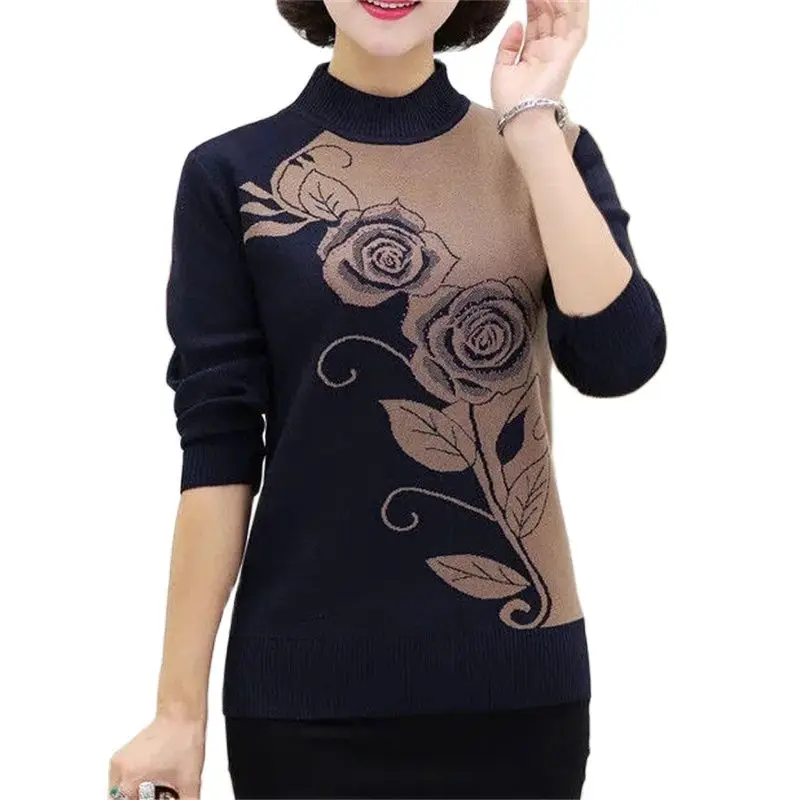 2022 Autumn Winter Middle-aged Women Knit Sweater Print Pullover Turtlenecks Fleece Liner Warm Tops Mother Sweaters Base Jumpers
2022 Autumn Winter Middle-aged Women Knit Sweater Print Pullover Turtlenecks Fleece Liner Warm Tops Mother Sweaters Base Jumpers